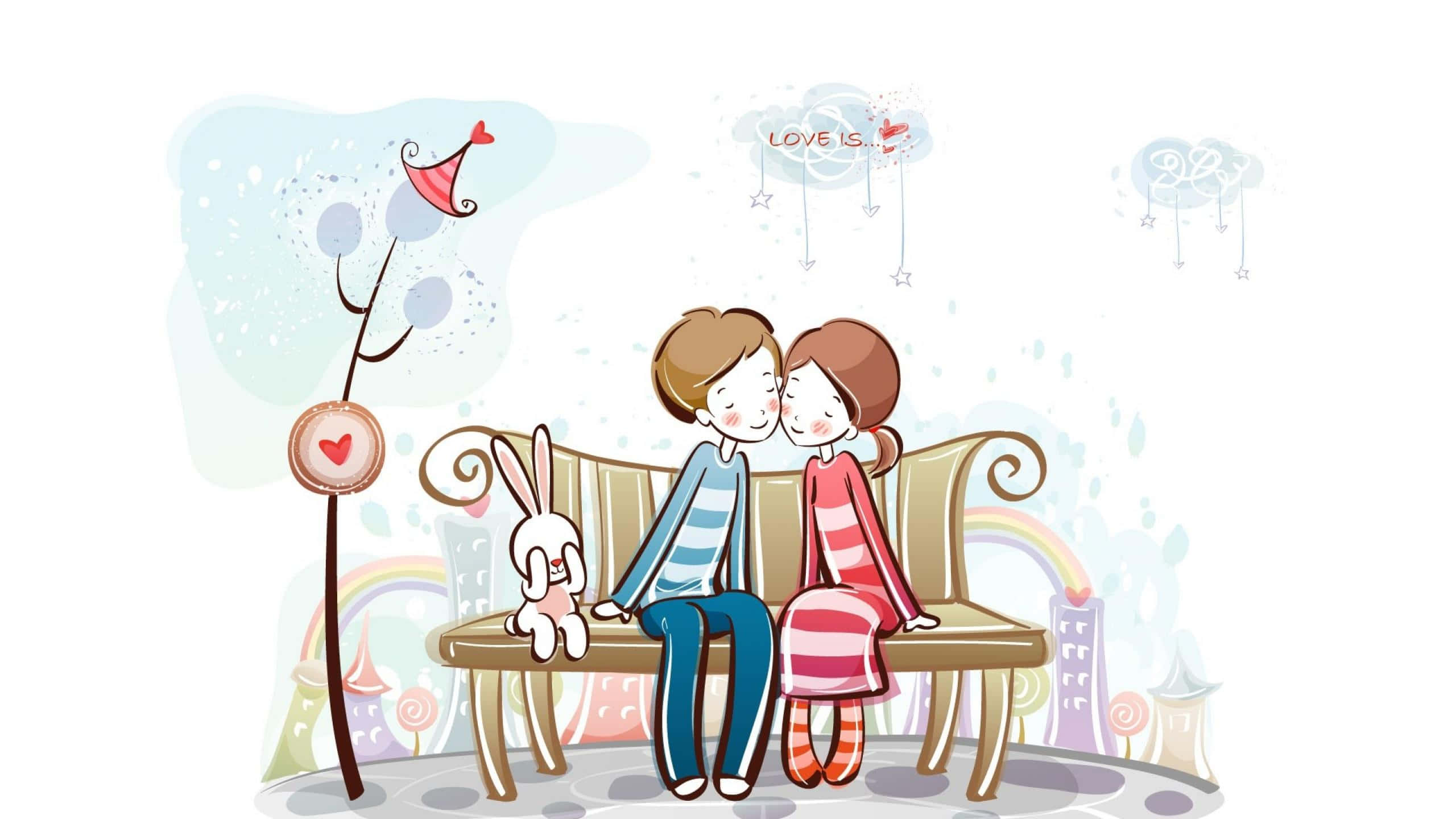 Tình cảm đôi dễ thương hình vẽ Hình nền