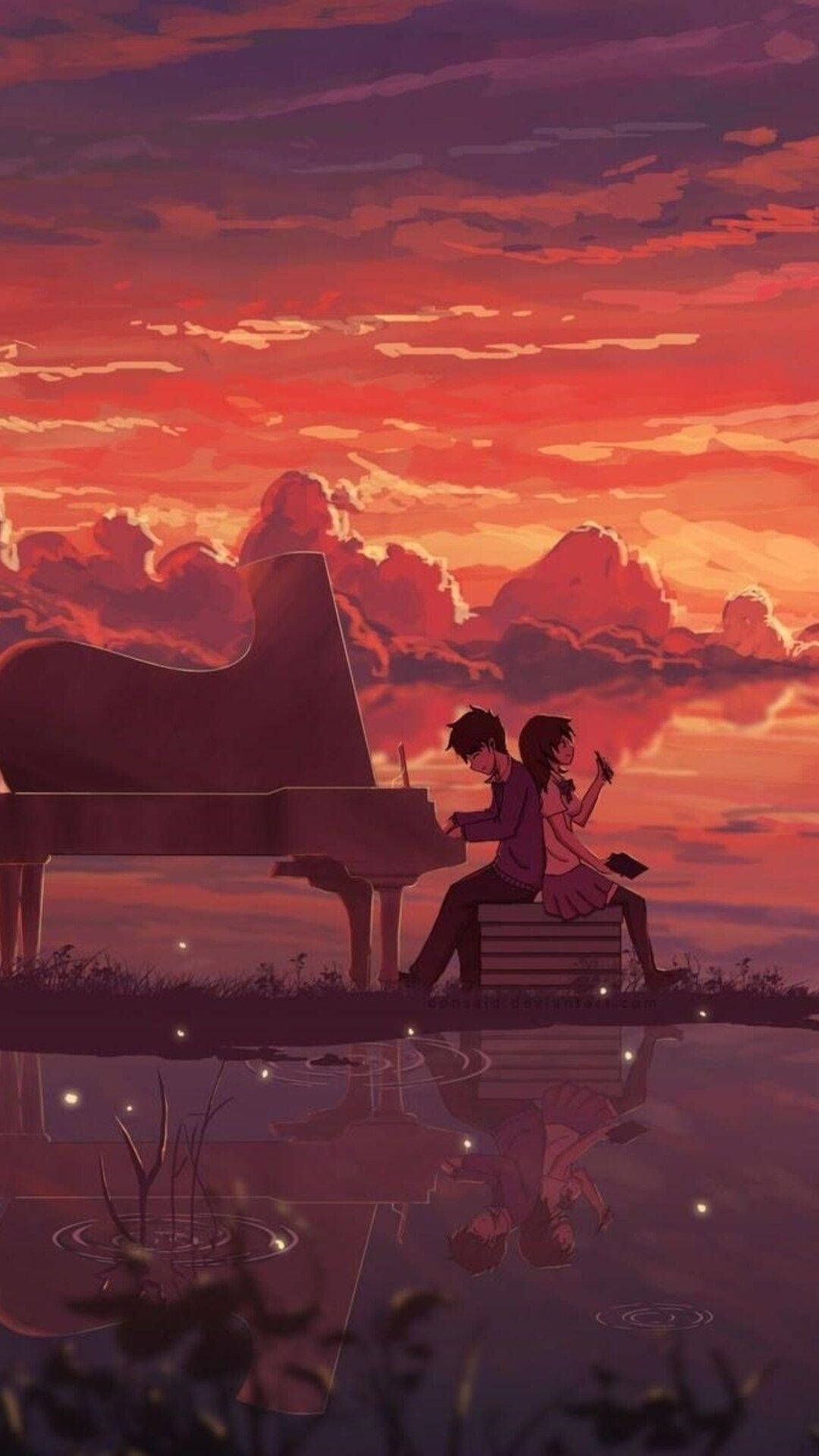 Tình yêu đôi bên piano Hình nền