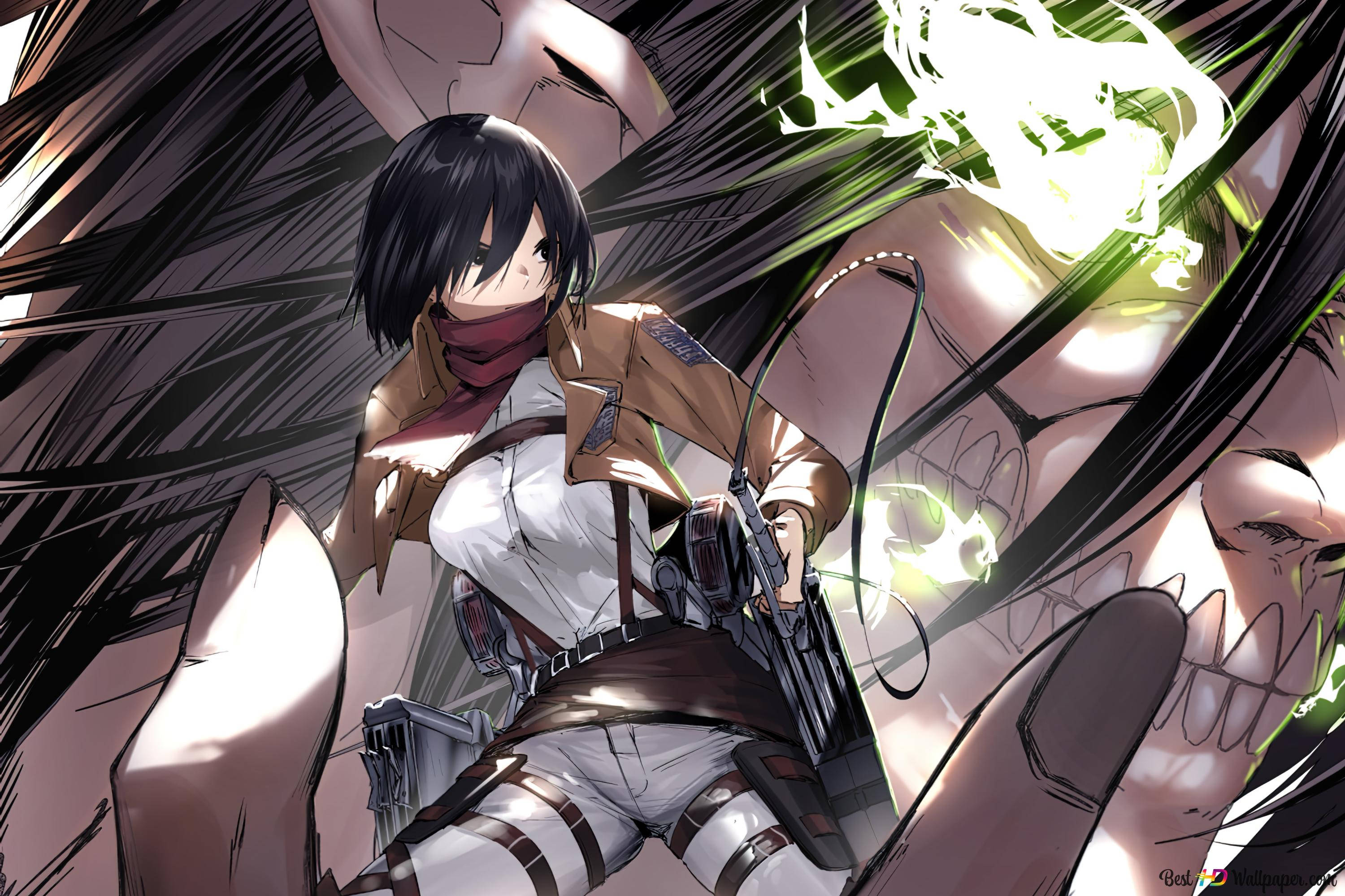 Titan Eren trong Attack on Titan bế Mikasa Hình nền