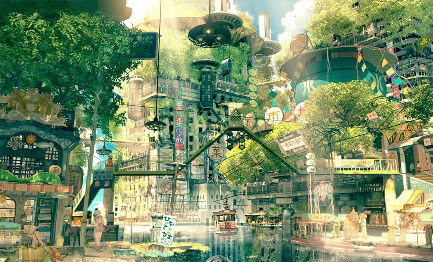 Tòa nhà anime phủ đầy cây xanh