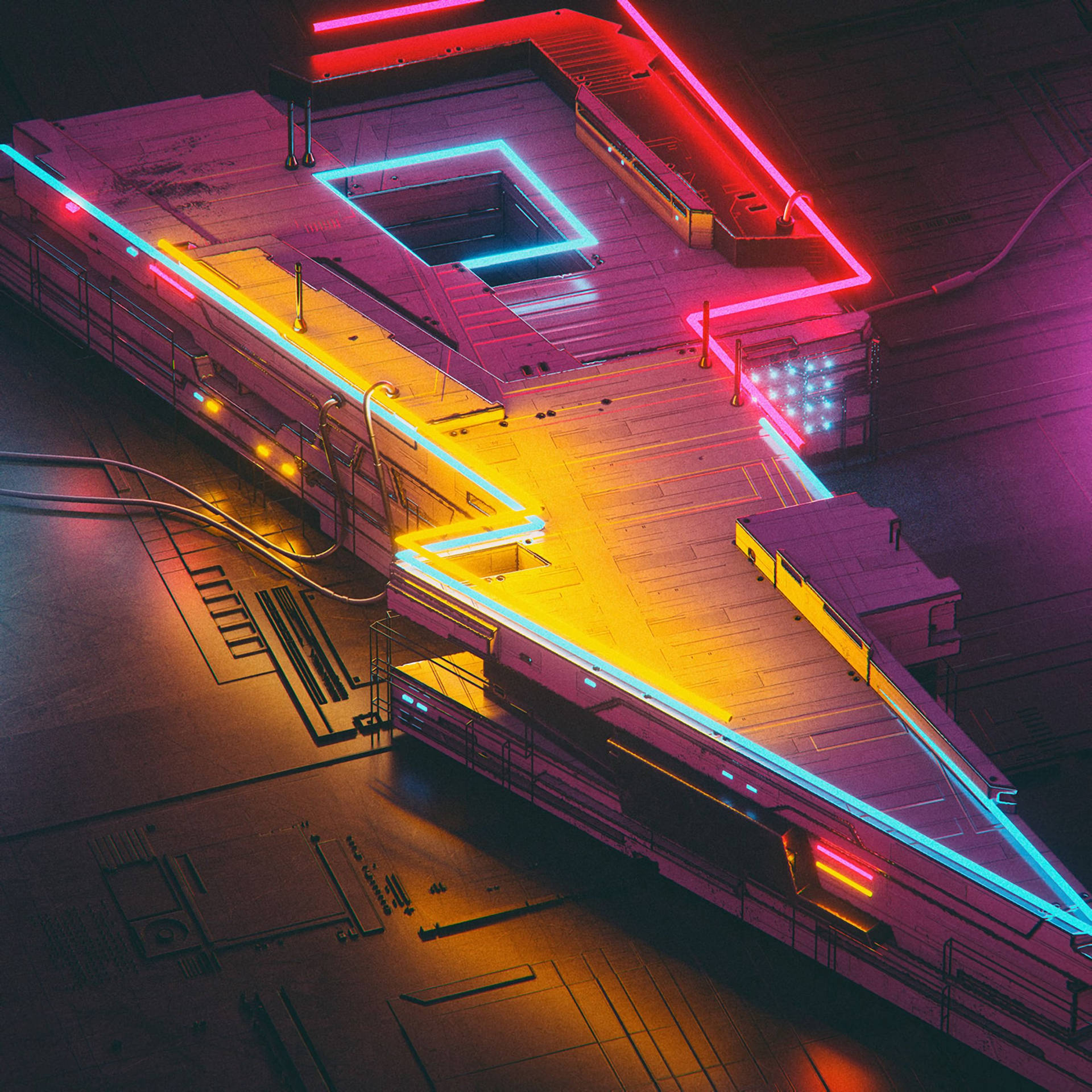 Hình nền Tòa nhà Sấm sét Neon