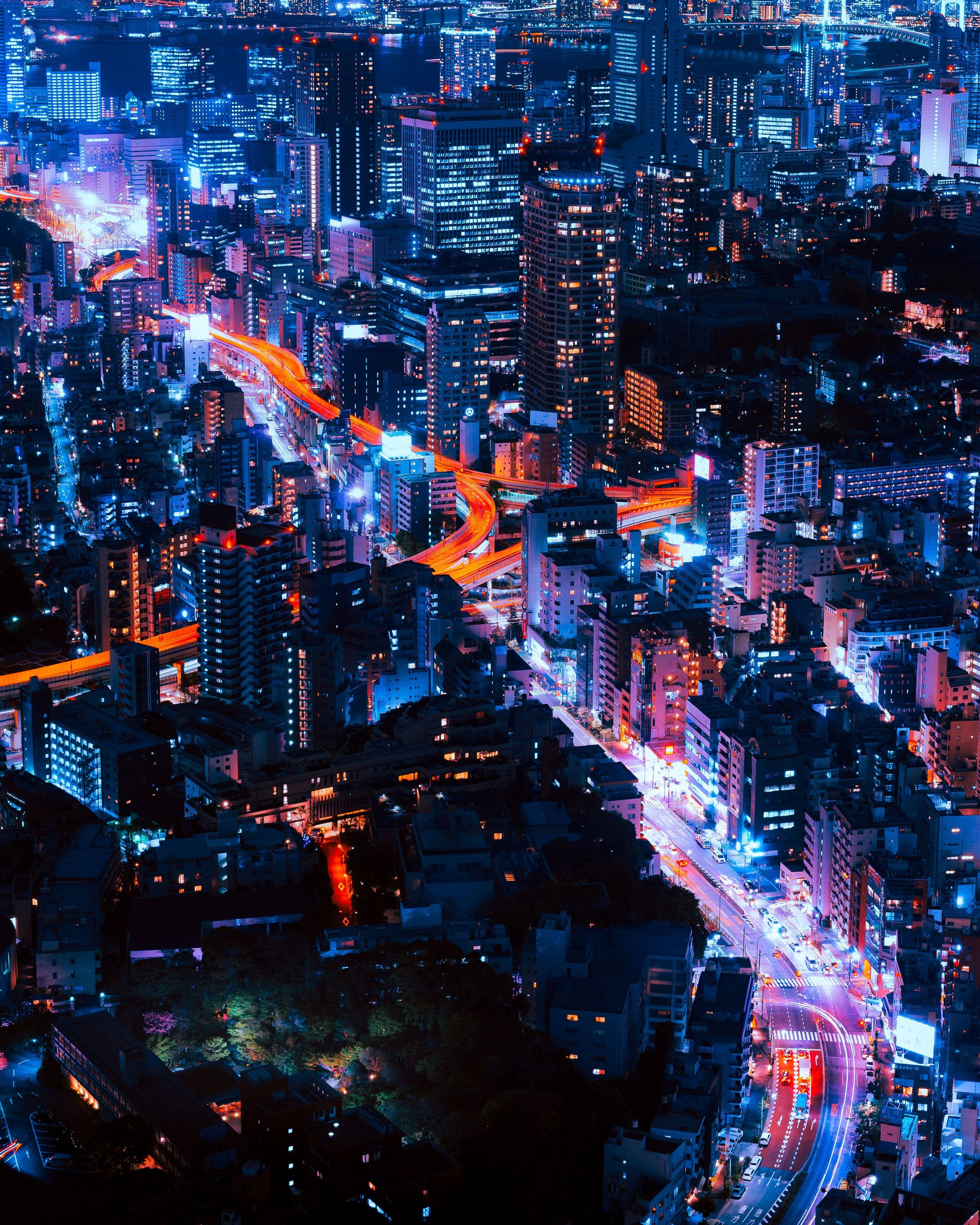 Toán cảnh Tokyo rực sáng về đêm Hình nền