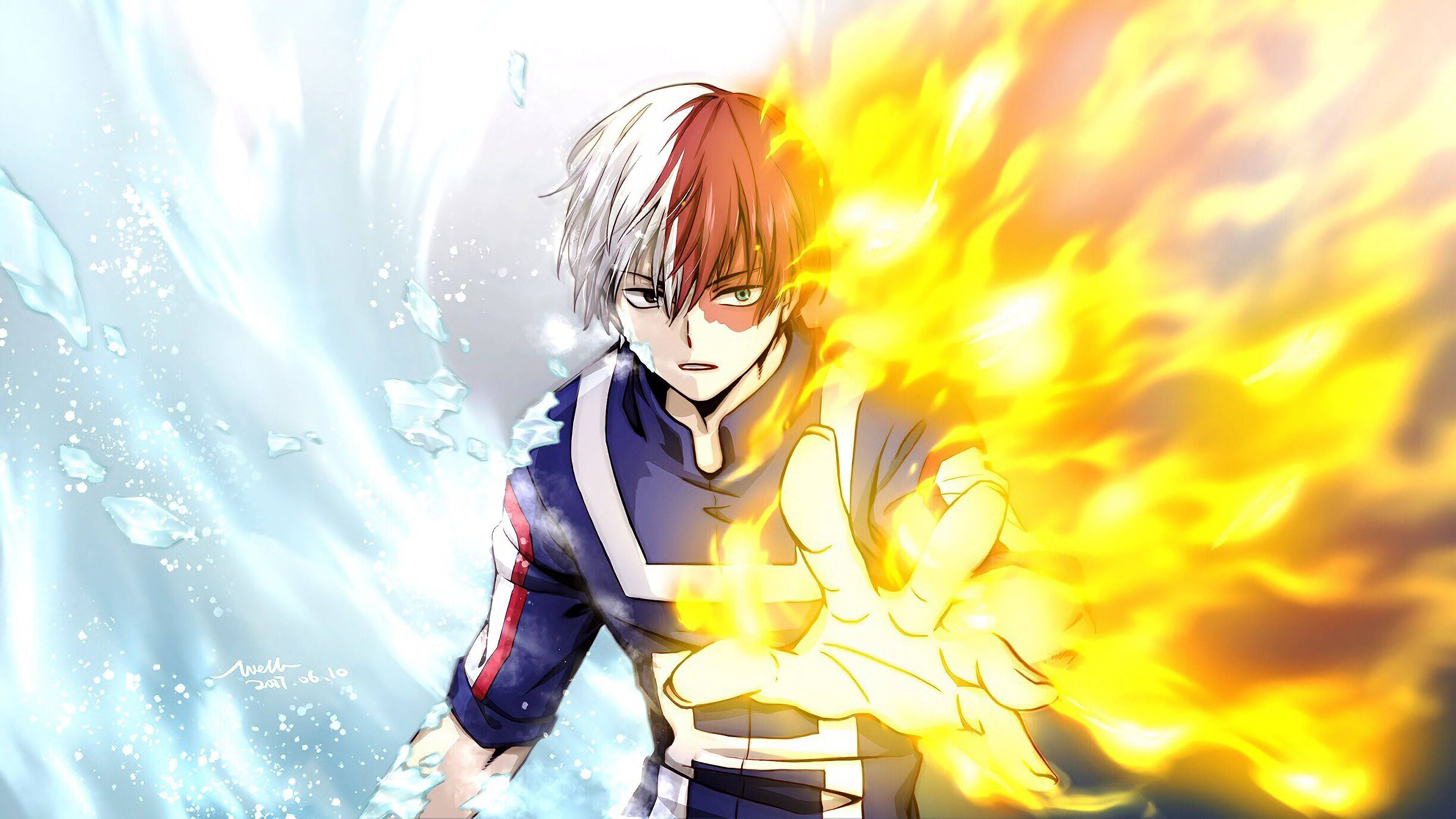 Todoroki dễ thương với nắm đấm lửa Hình nền