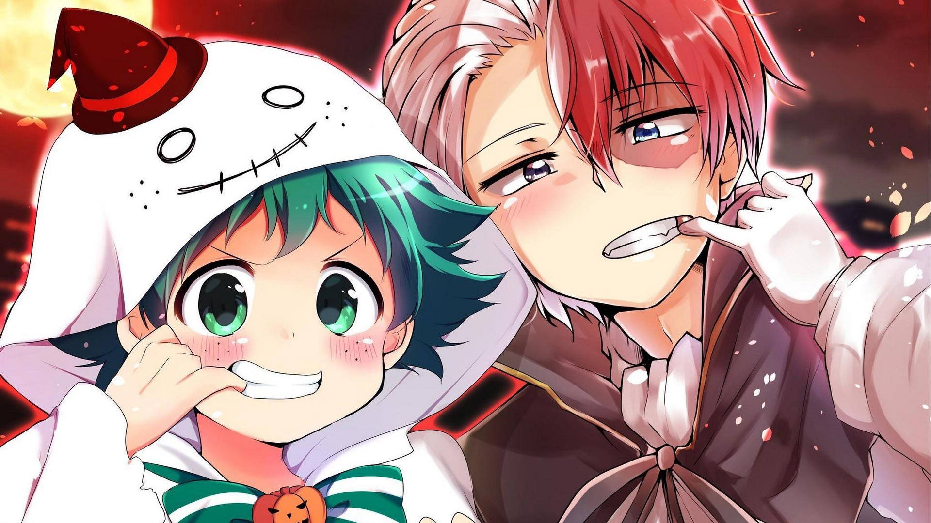 Todoroki dễ thương cùng Midoriya nhỏ Hình nền