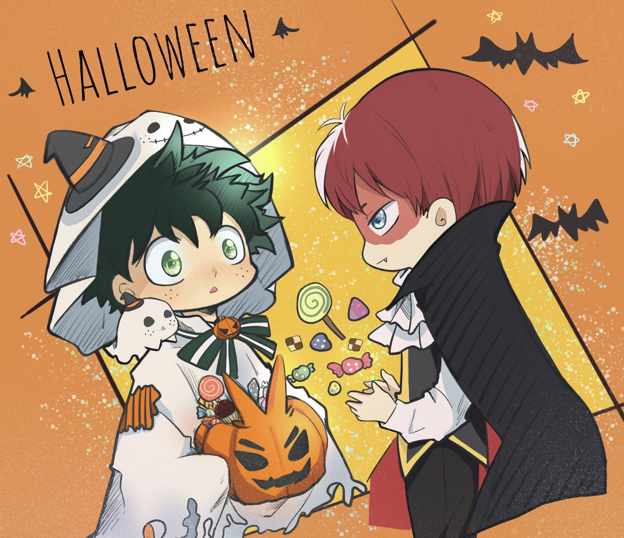 Todoroki và Midoriya dễ thương trong Halloween Hình nền