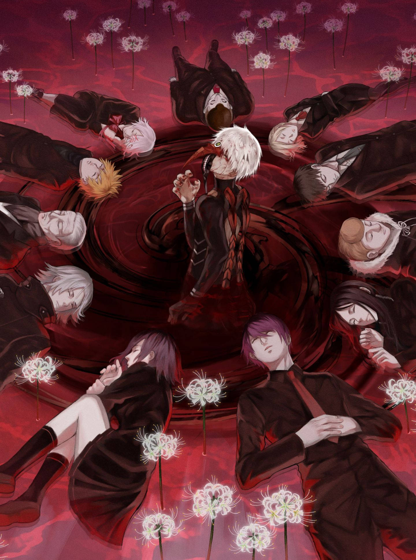 Tokyo Ghoul Nhân Vật Nghệ Thuật Đồ Họa Đỏ Hình nền