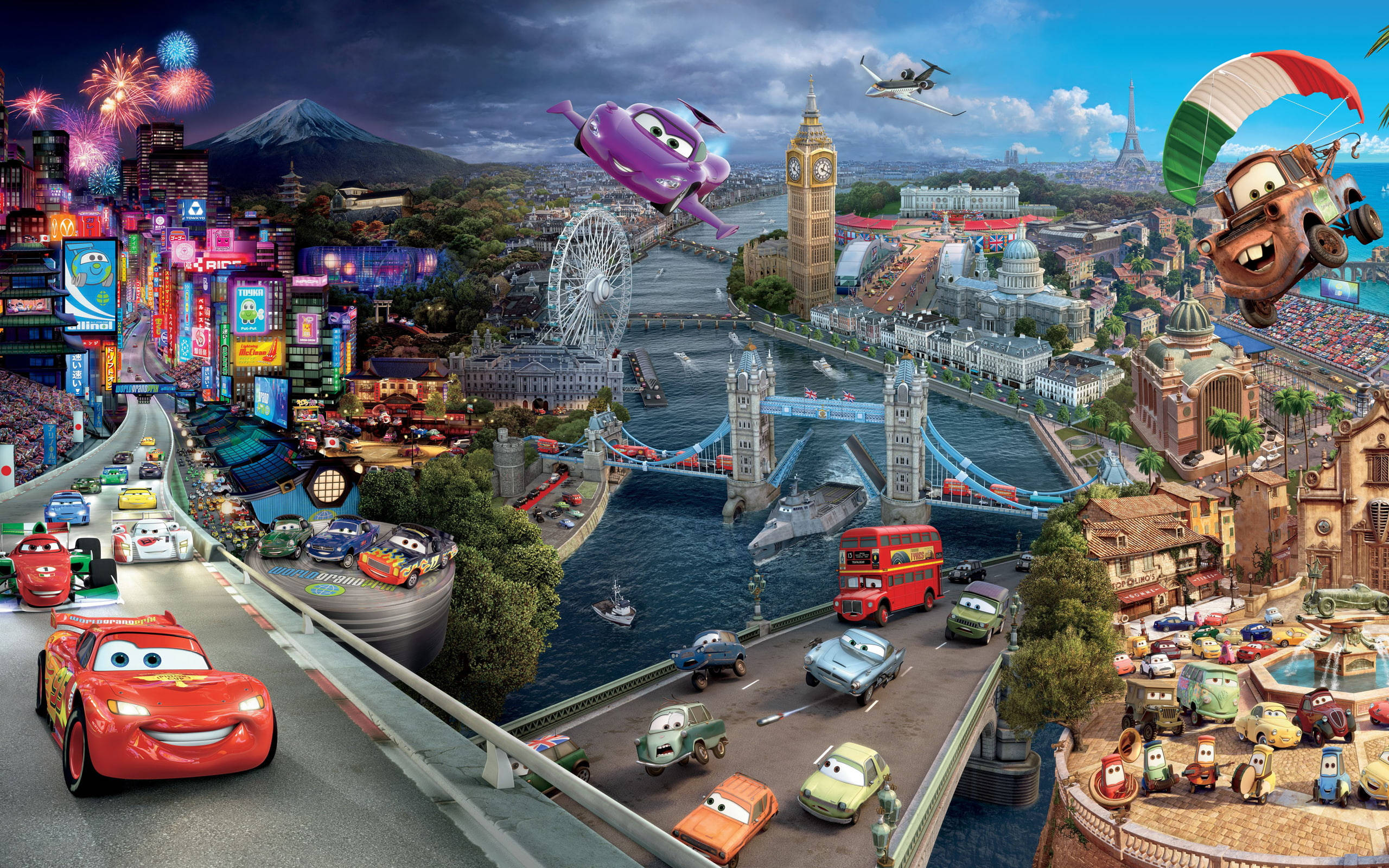 Tokyo London Paris Porto Corsa Cars 2 Hình nền