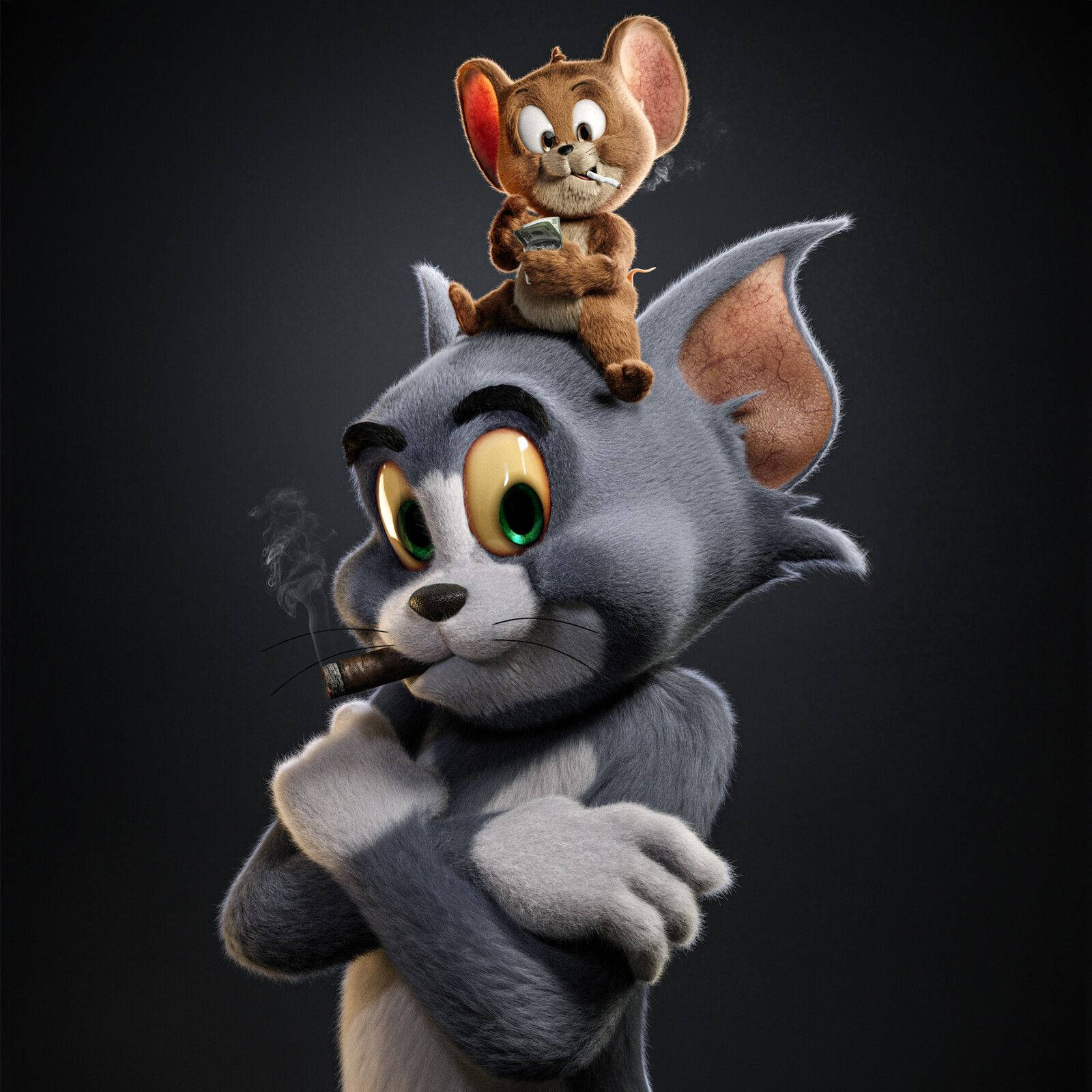 Tom và Jerry hút thuốc 3D 4K Hình nền