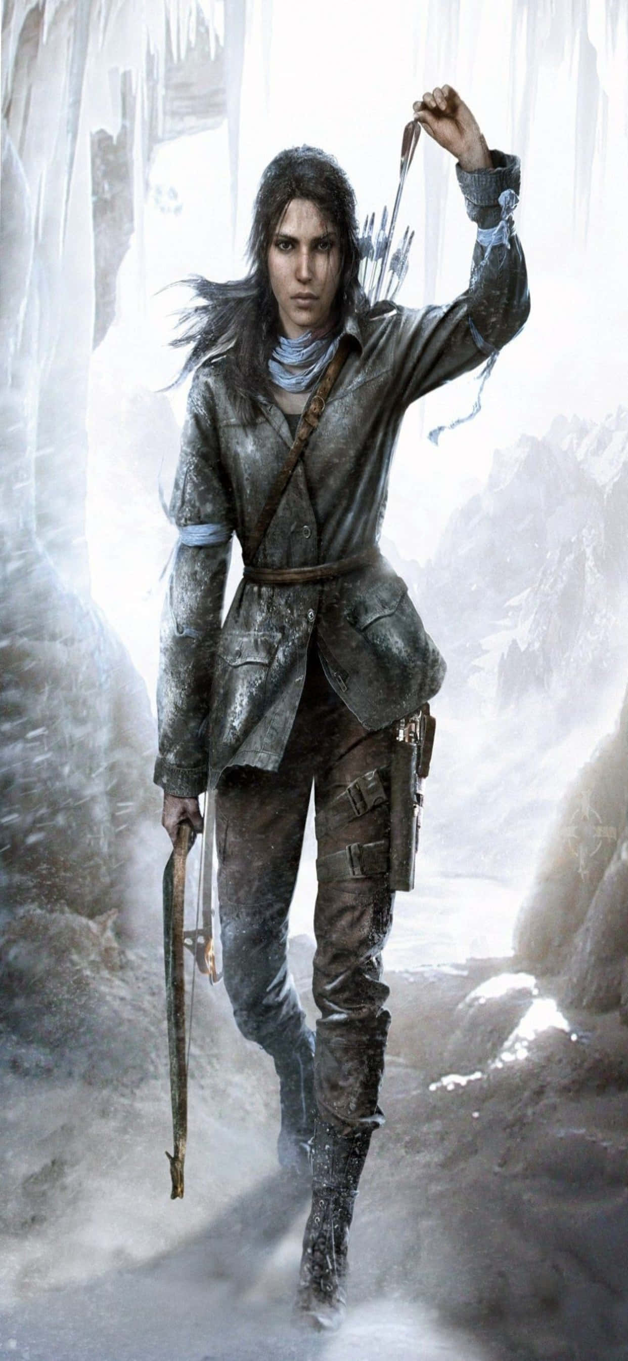 the tomb raider - một người phụ nữ trong hang động tuyết Hình nền