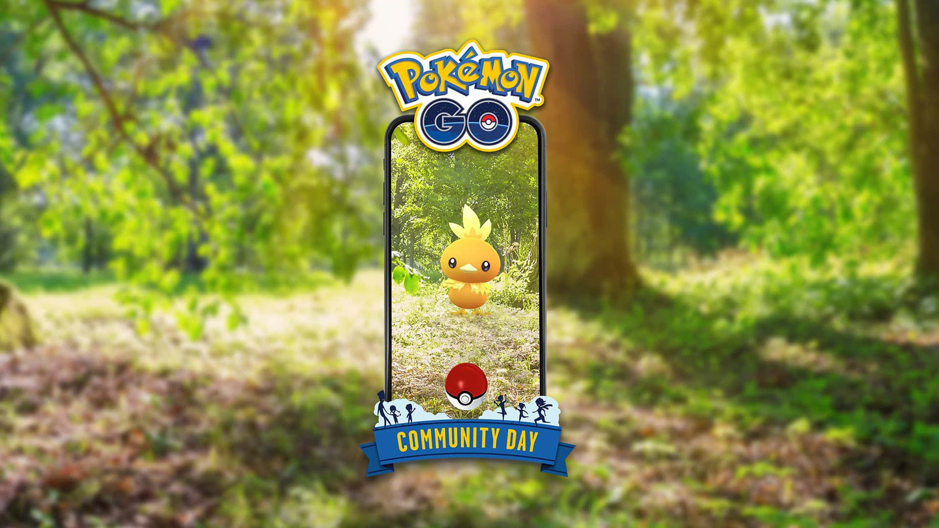 Torchic với Logo Ngày Cộng Đồng Pokemon Go Hình nền