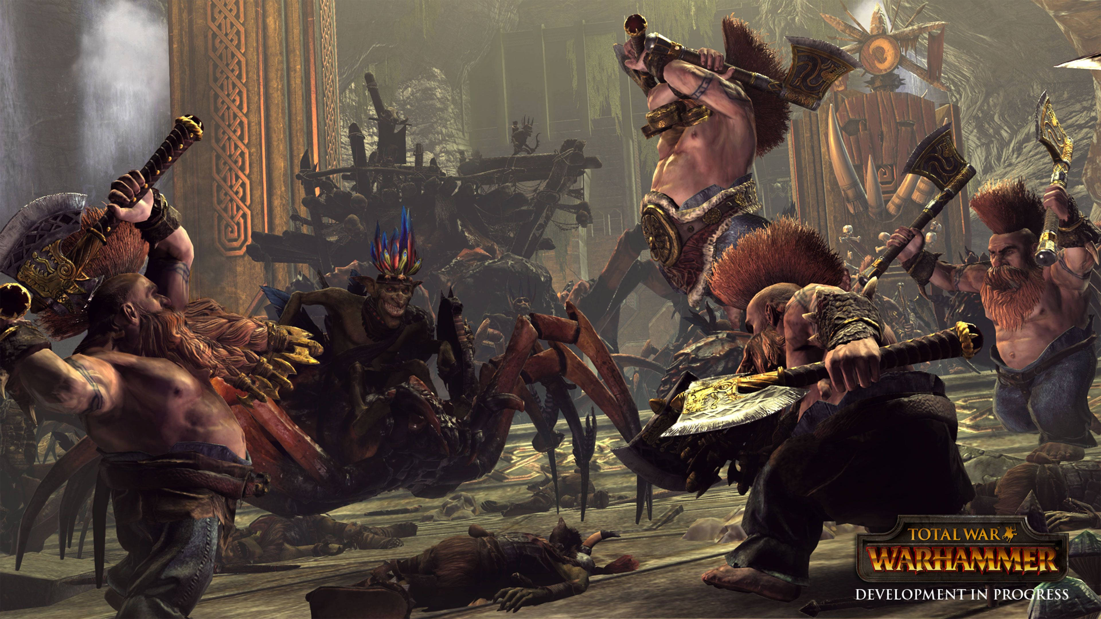 Total War Warhammer Người Lùn Chiến Đấu Với Yêu Tinh Hình nền