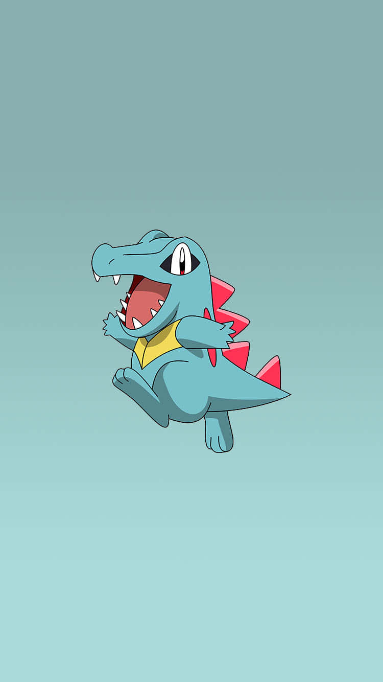 Totodile trên nền gradient xanh ngọc Hình nền