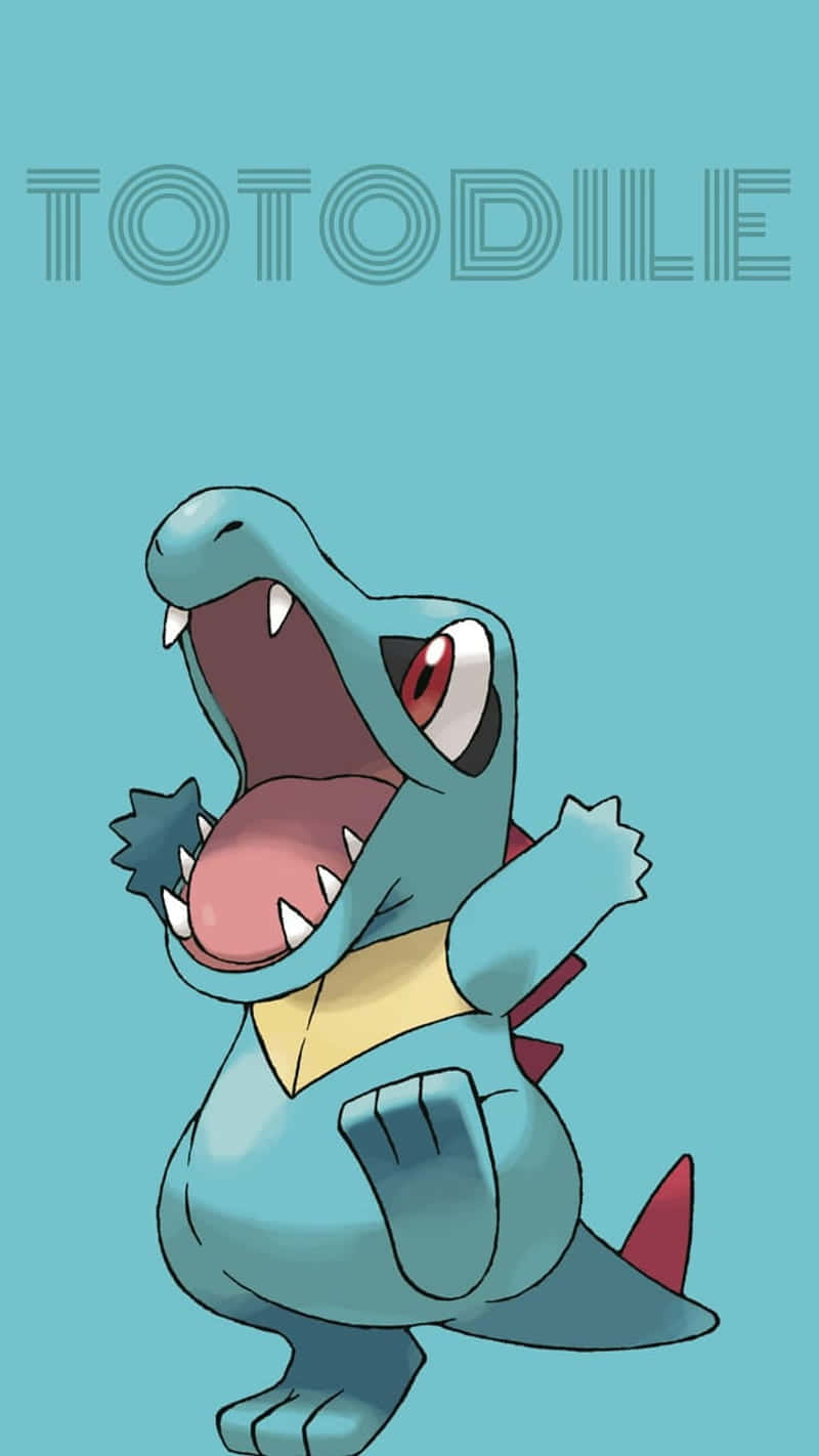 Totodile với tên trên nền xanh dương Hình nền
