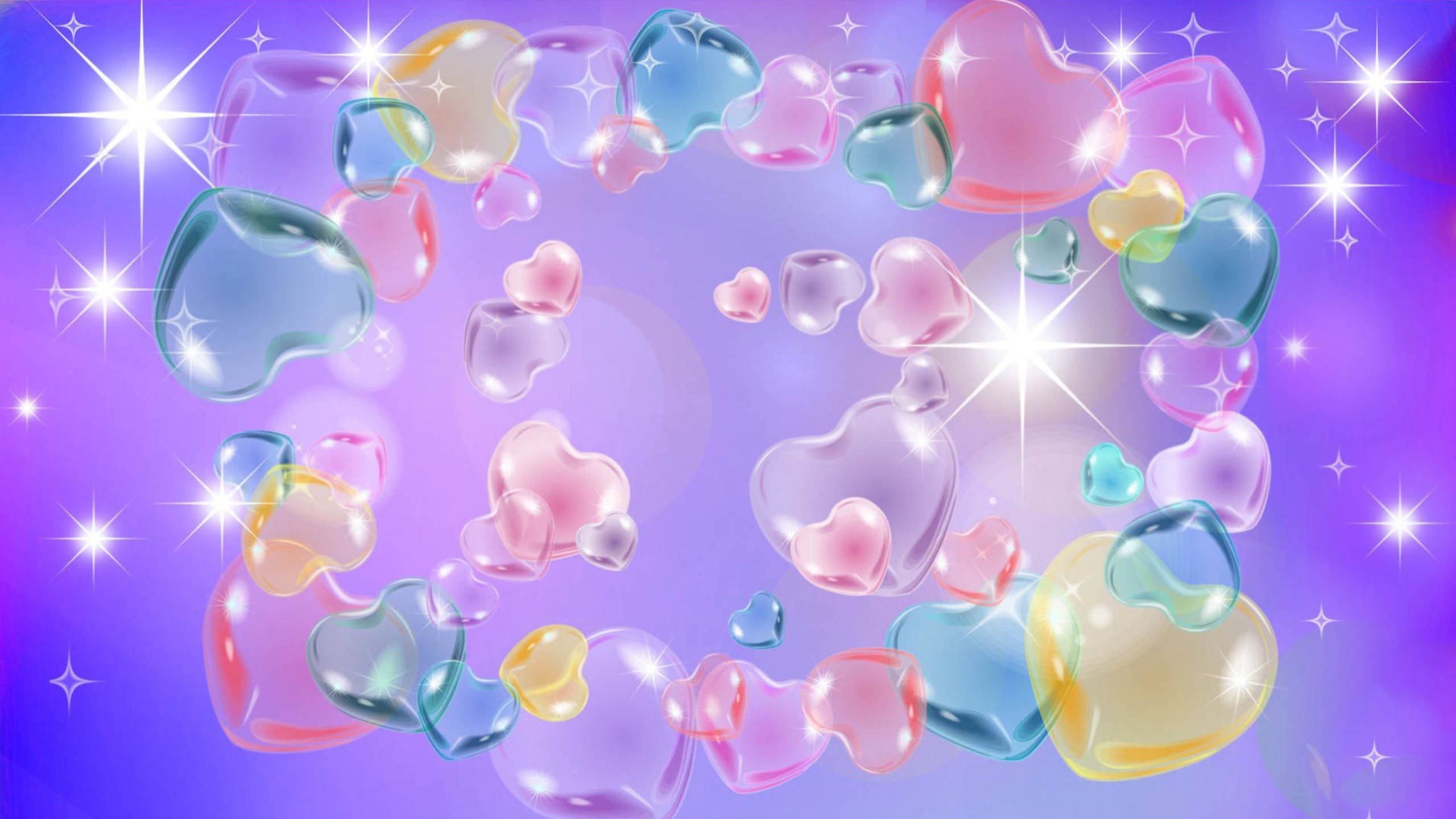Trái Tim Bóng Bẩy Màu Pastel Dễ Thương Hình nền