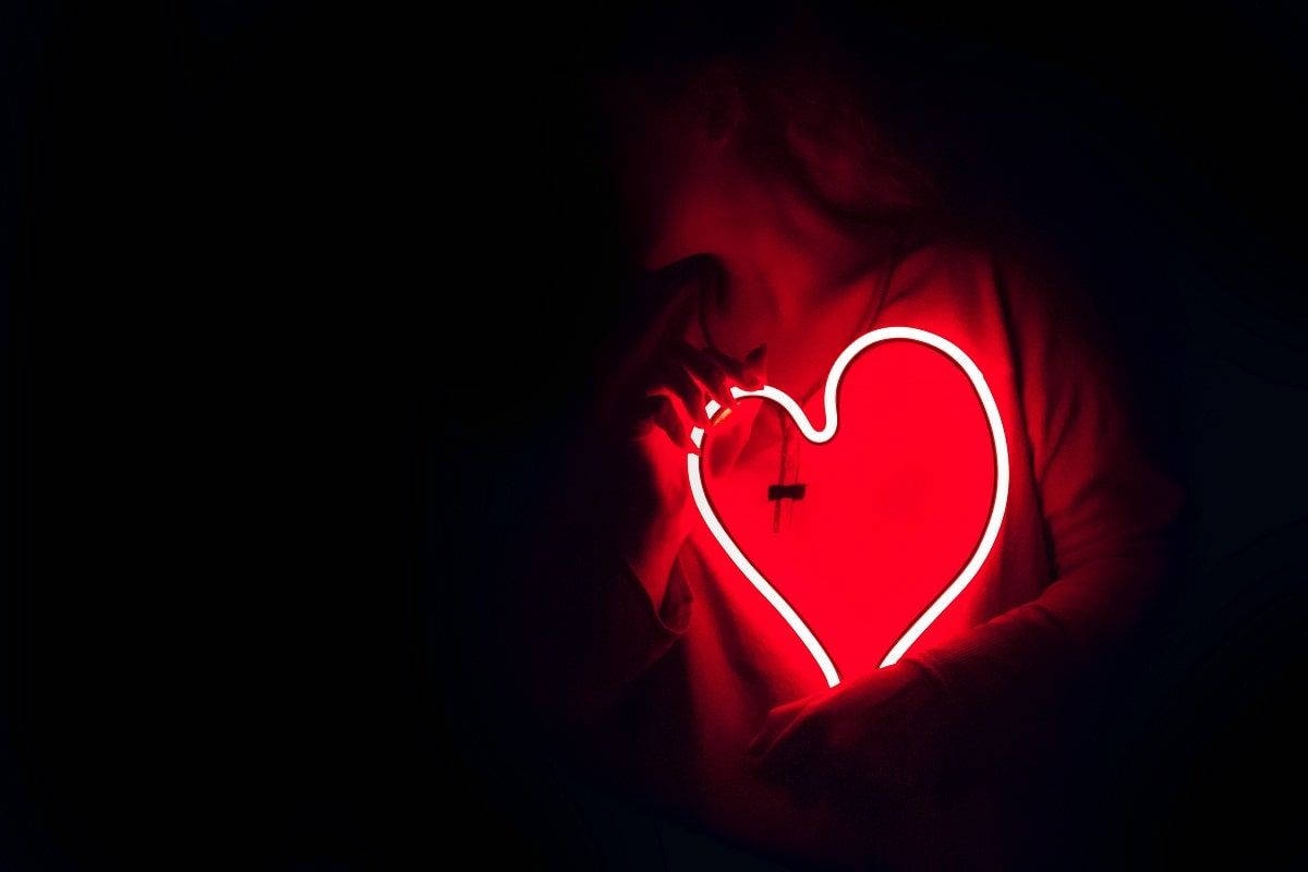 Trái Tim Neon Đỏ Thẩm Mỹ Hình nền