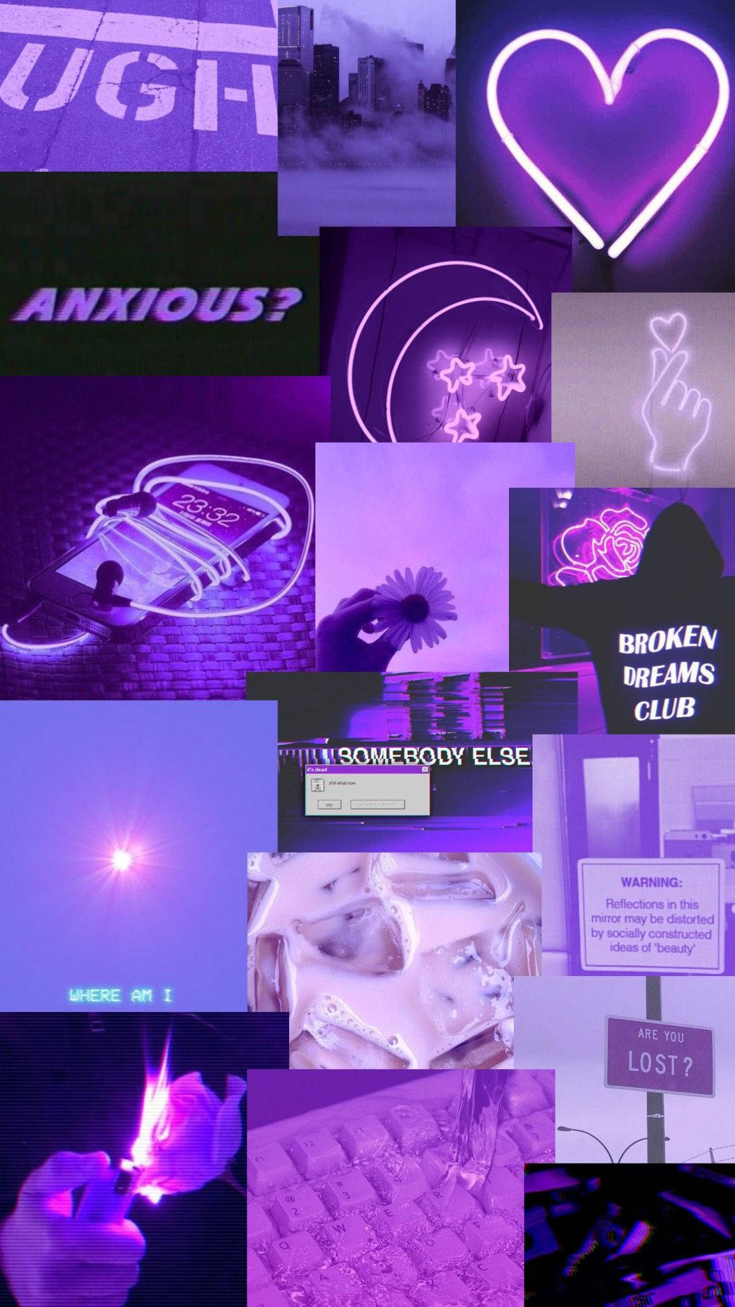 Trái Tim Neon Tím Pastel Tumblr Ghép Ảnh Hình nền