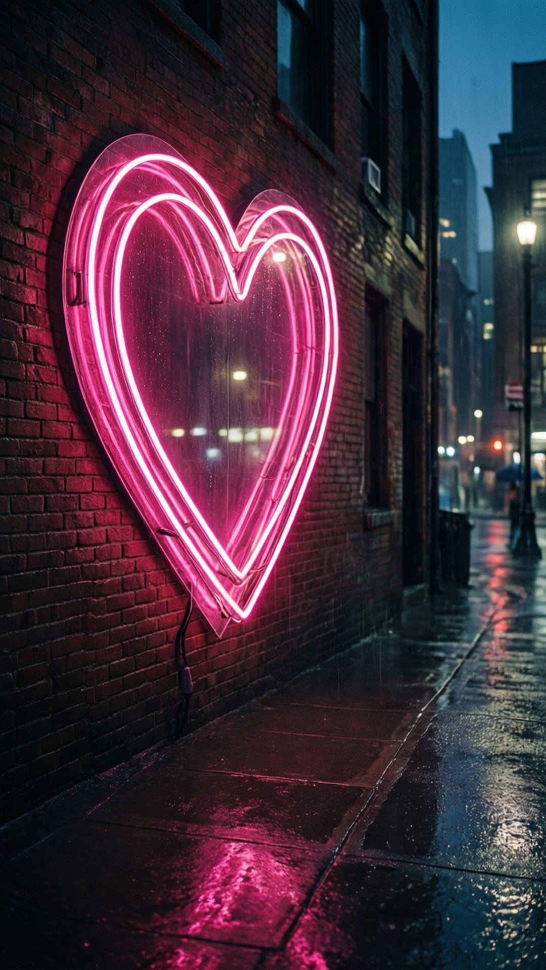 Trái Tim Neon Trong Mưa Hình nền