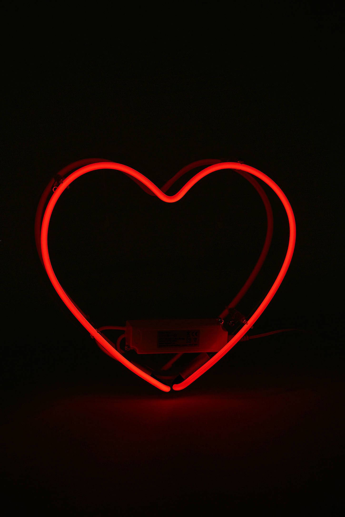 Trái Tim Phong Cách Neon Tối Giản Màu Đỏ Hình nền