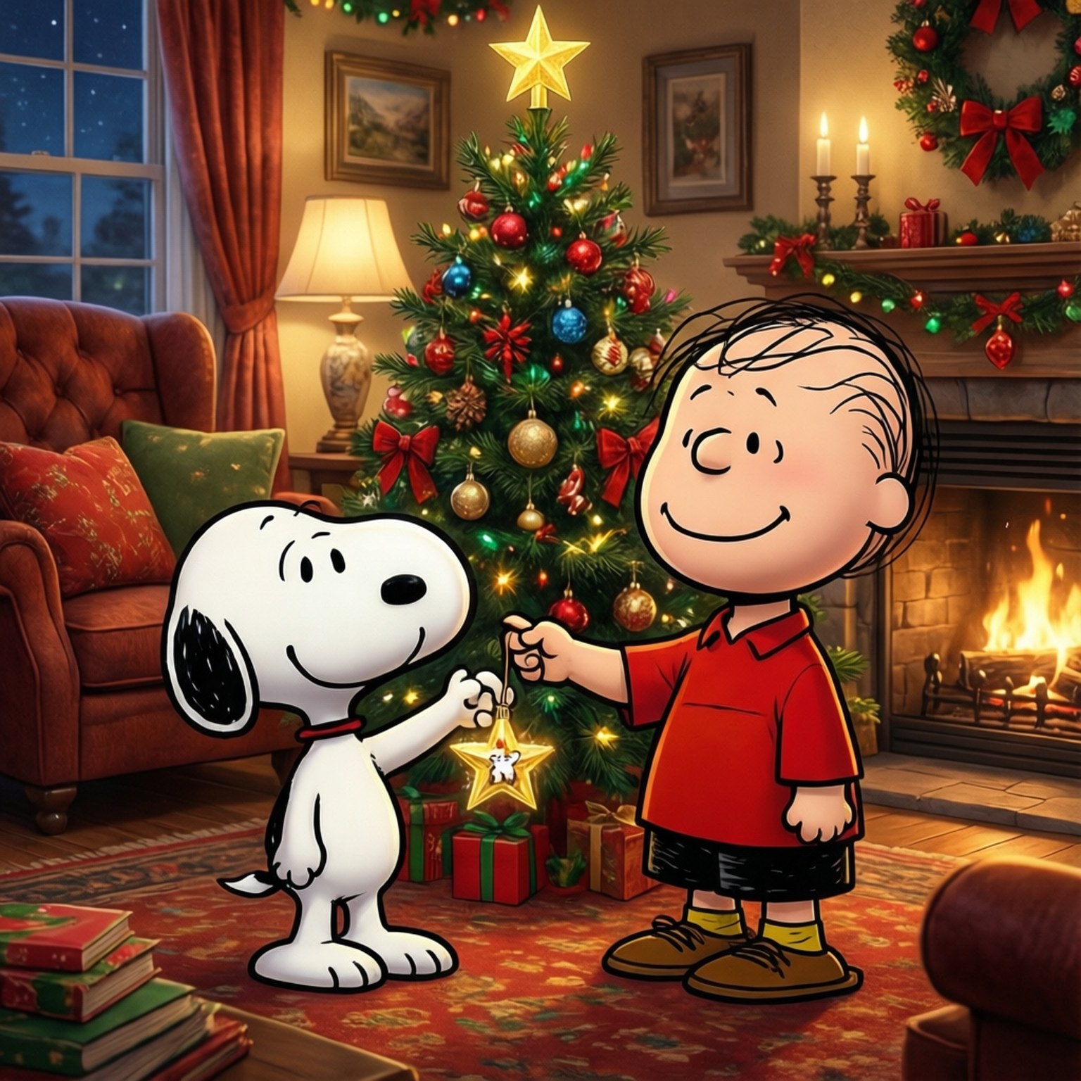 Trang trí cây thông cùng Charlie Brown Hình nền