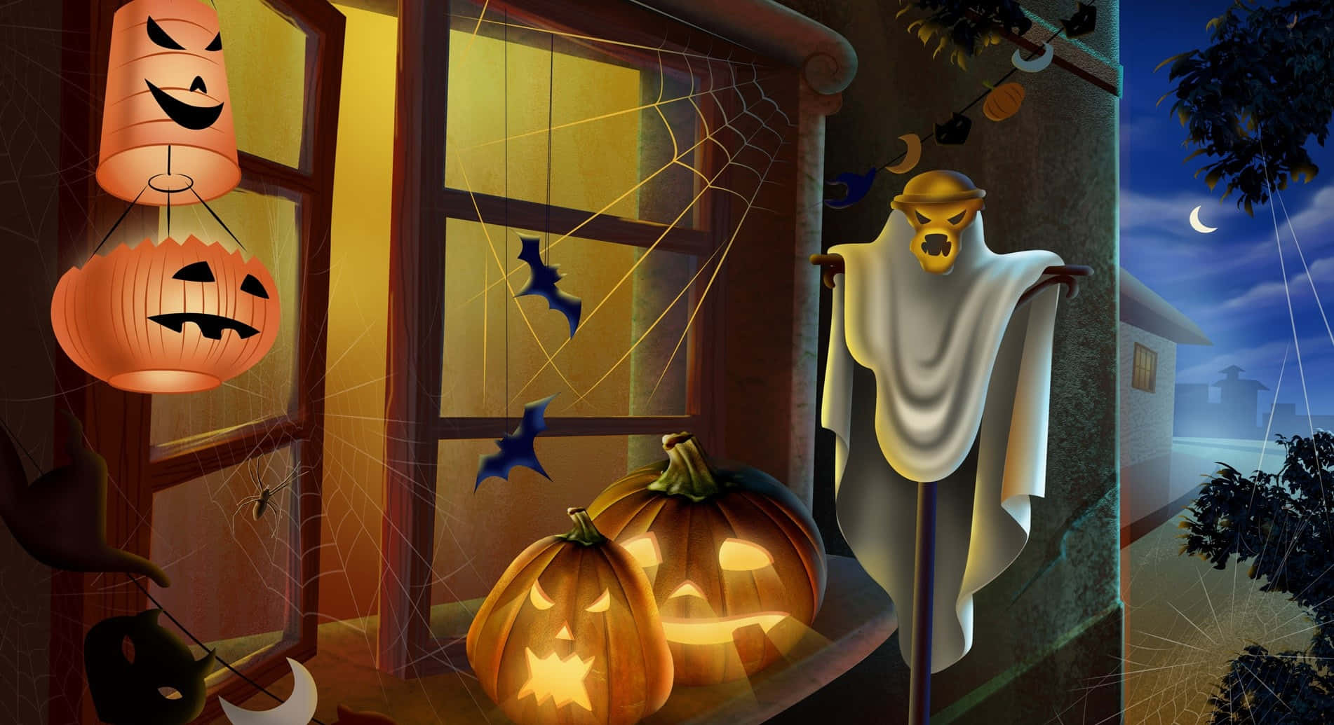 Trang trí Halloween đẹp của một ngôi nhà Hình nền