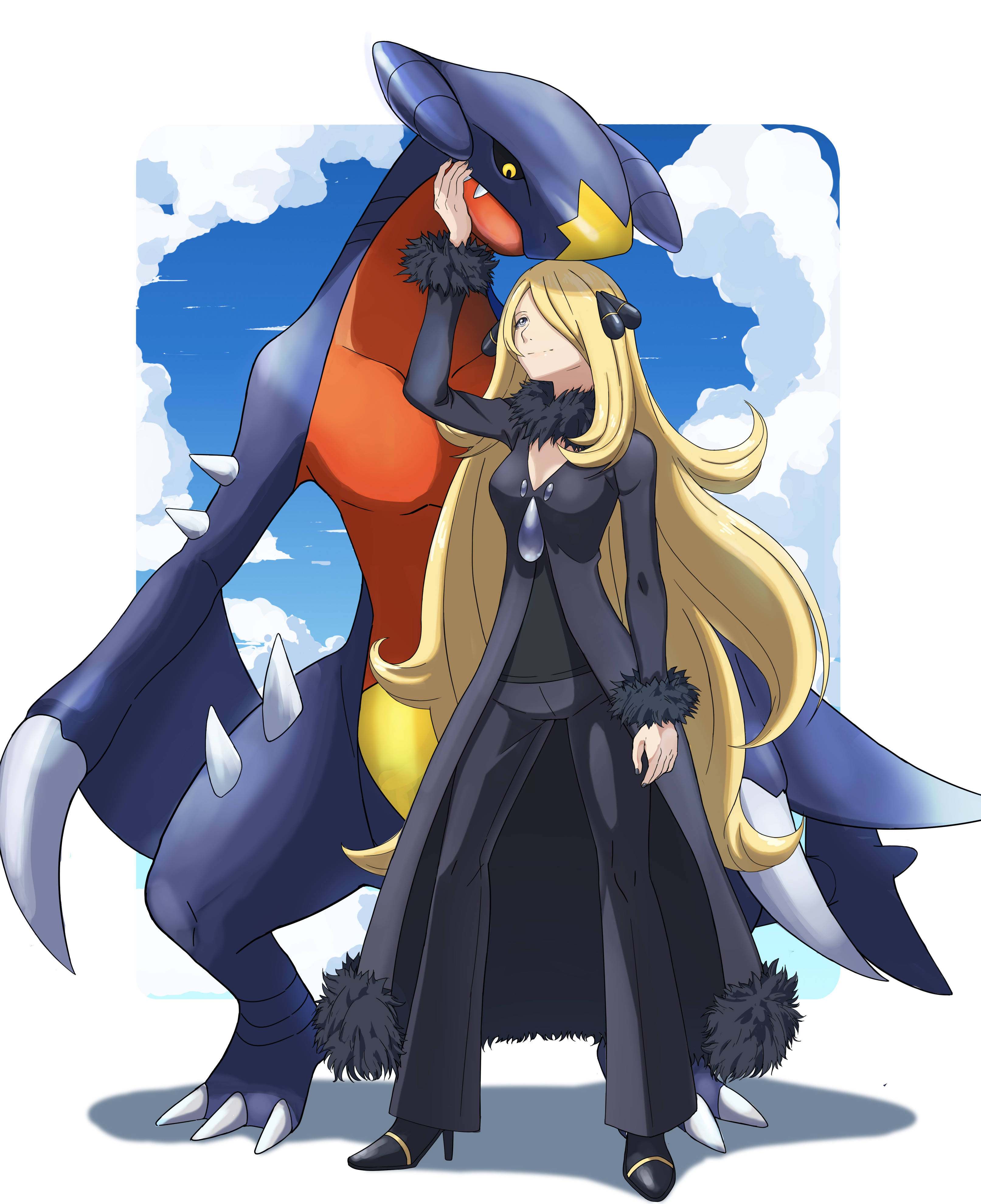 Tranh Fanart Garchomp Và Cynthia Hình nền