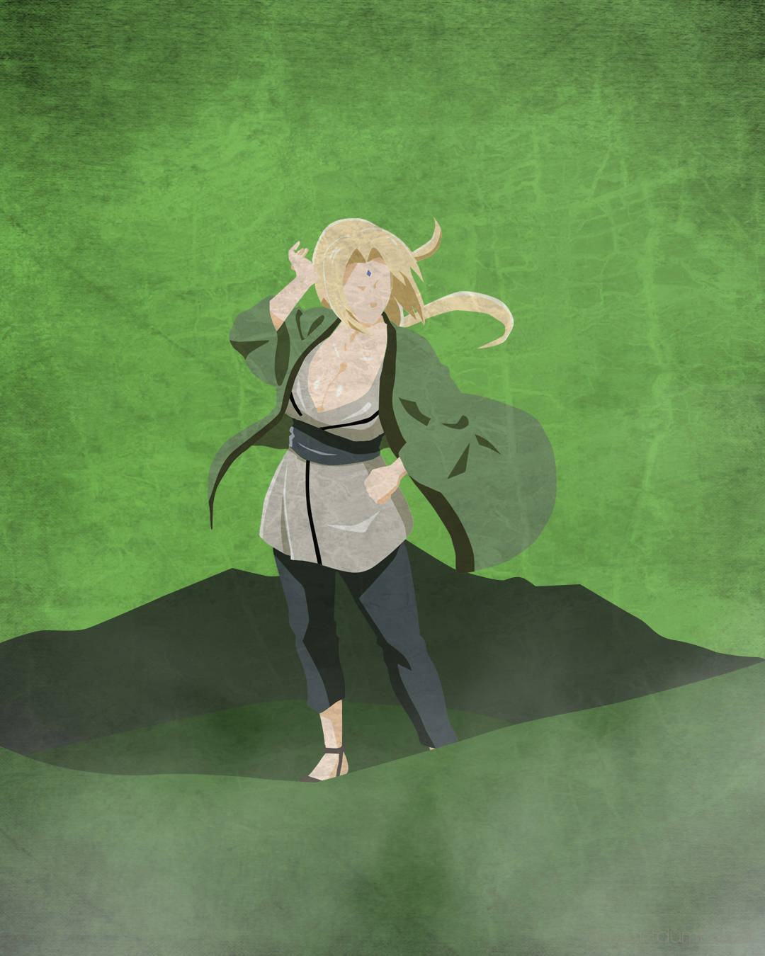 Tranh fanart Tsunade phong cách tối giản Hình nền