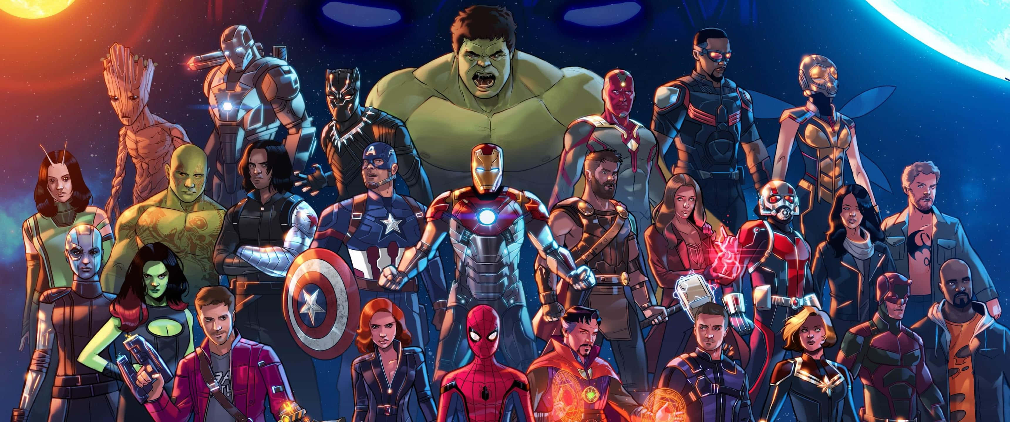 Tranh hoạt hình siêu anh hùng Marvel 3440 x 1440 Hình nền