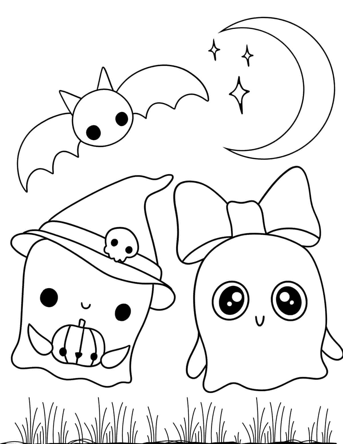 Tranh Tô Màu Halloween Ma Dễ Thương Hình nền
