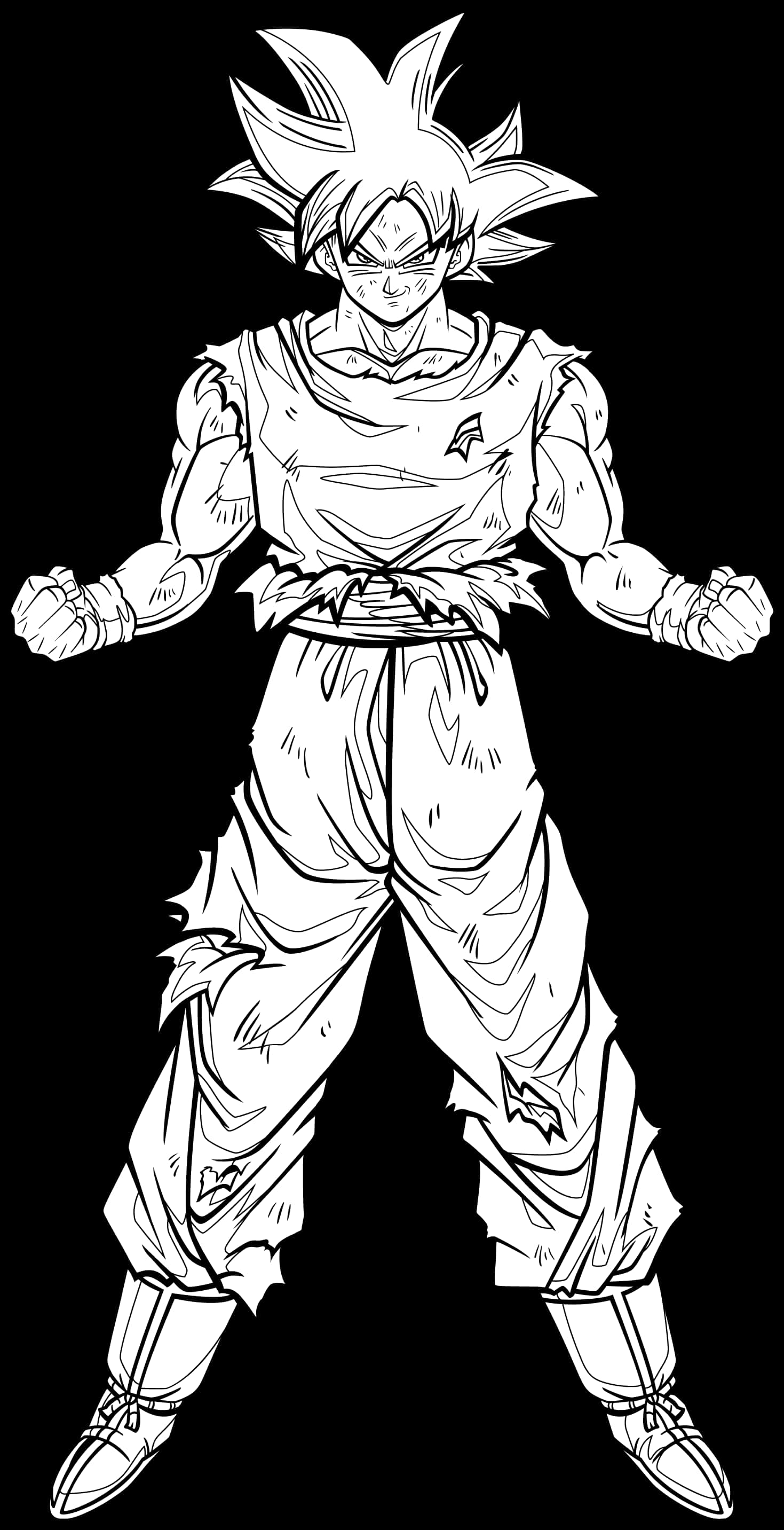 Tranh vẽ Goku Tự Do Siêu Cấp nét đen trắng Hình nền