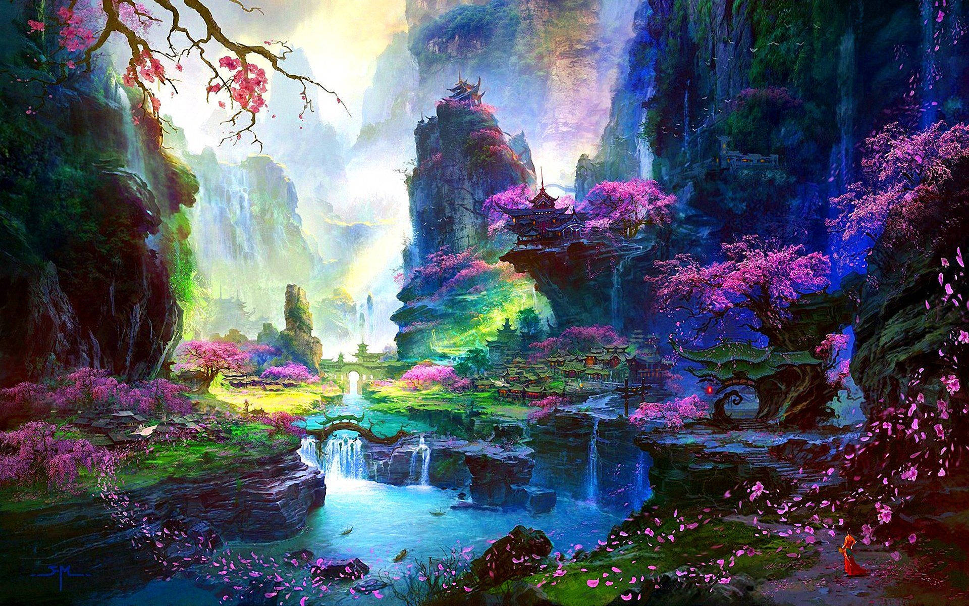 Hình nền Tranh vẽ hoa anh đào — Hoa anh đào Hình nền