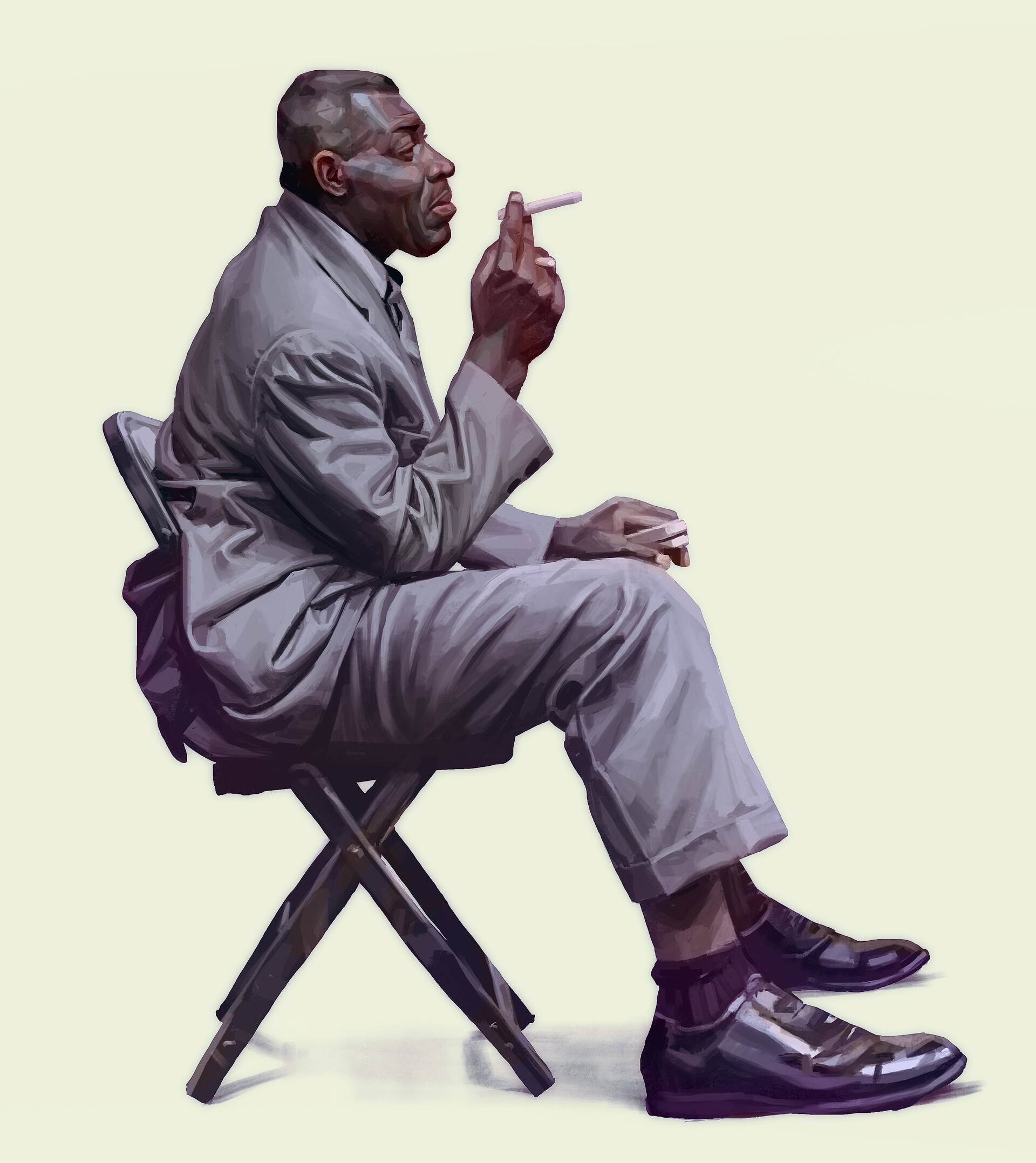 Tranh Vẽ Nghệ Thuật Howlin Wolf Đang Hút Thuốc Hình nền