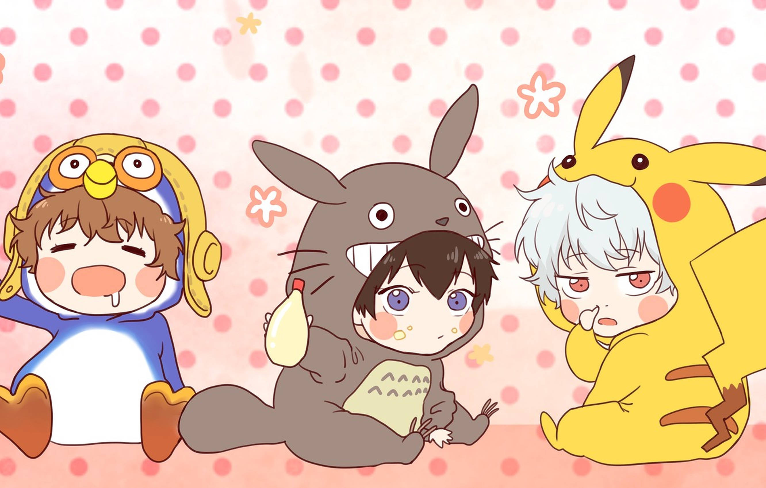 Trẻ em Anime mặc đồ Onesie Pikachu Hình nền
