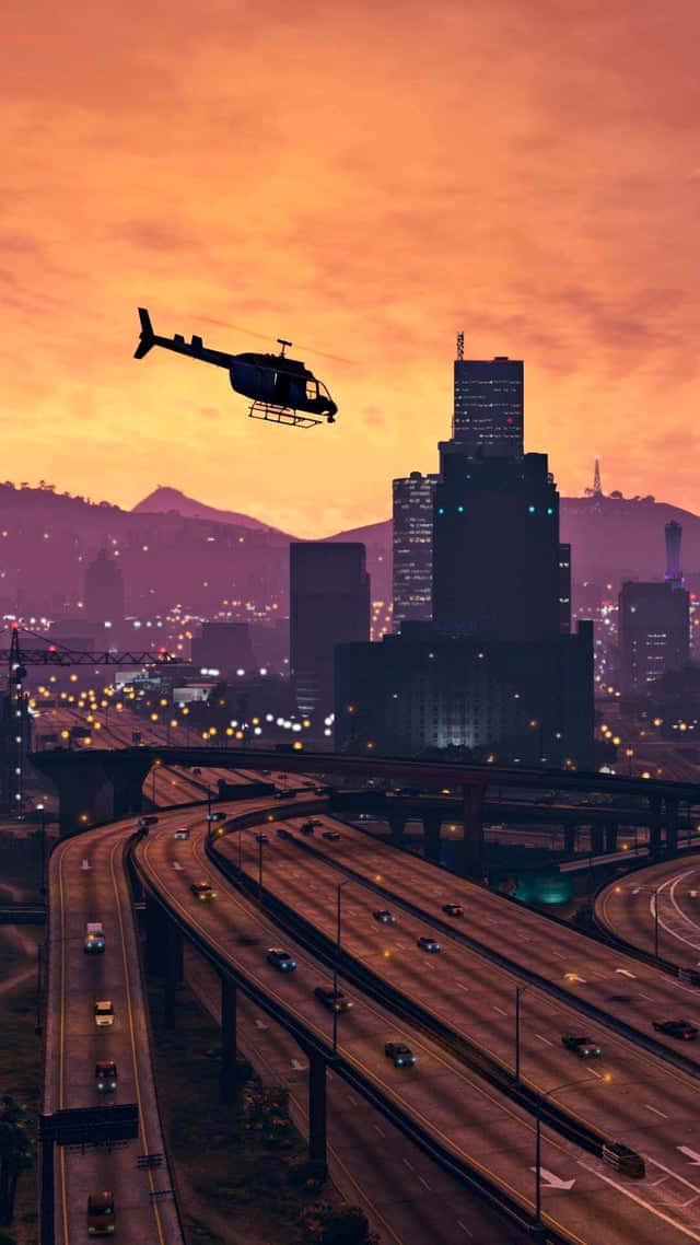 Trực thăng bay qua Los Santos trong GTA Hình nền