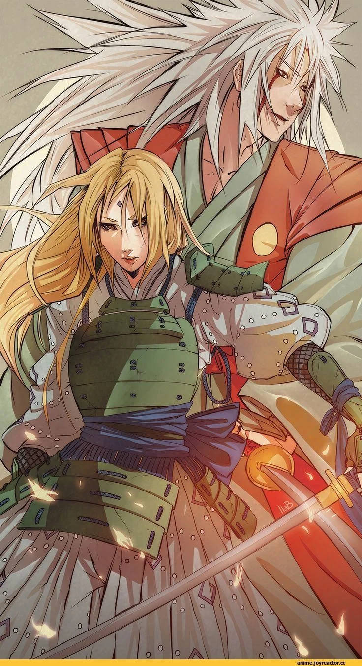 Tsunade và Jiraiya Sẵn Sàng Chiến Đấu Hình nền