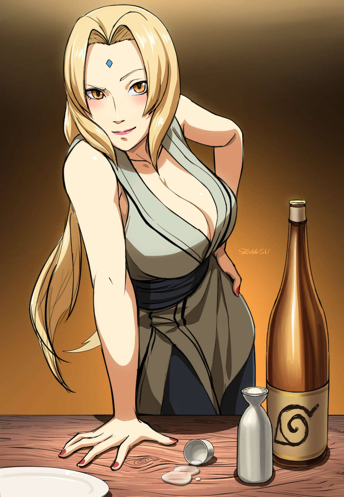 Tsunade Với Chai Rượu Hình nền