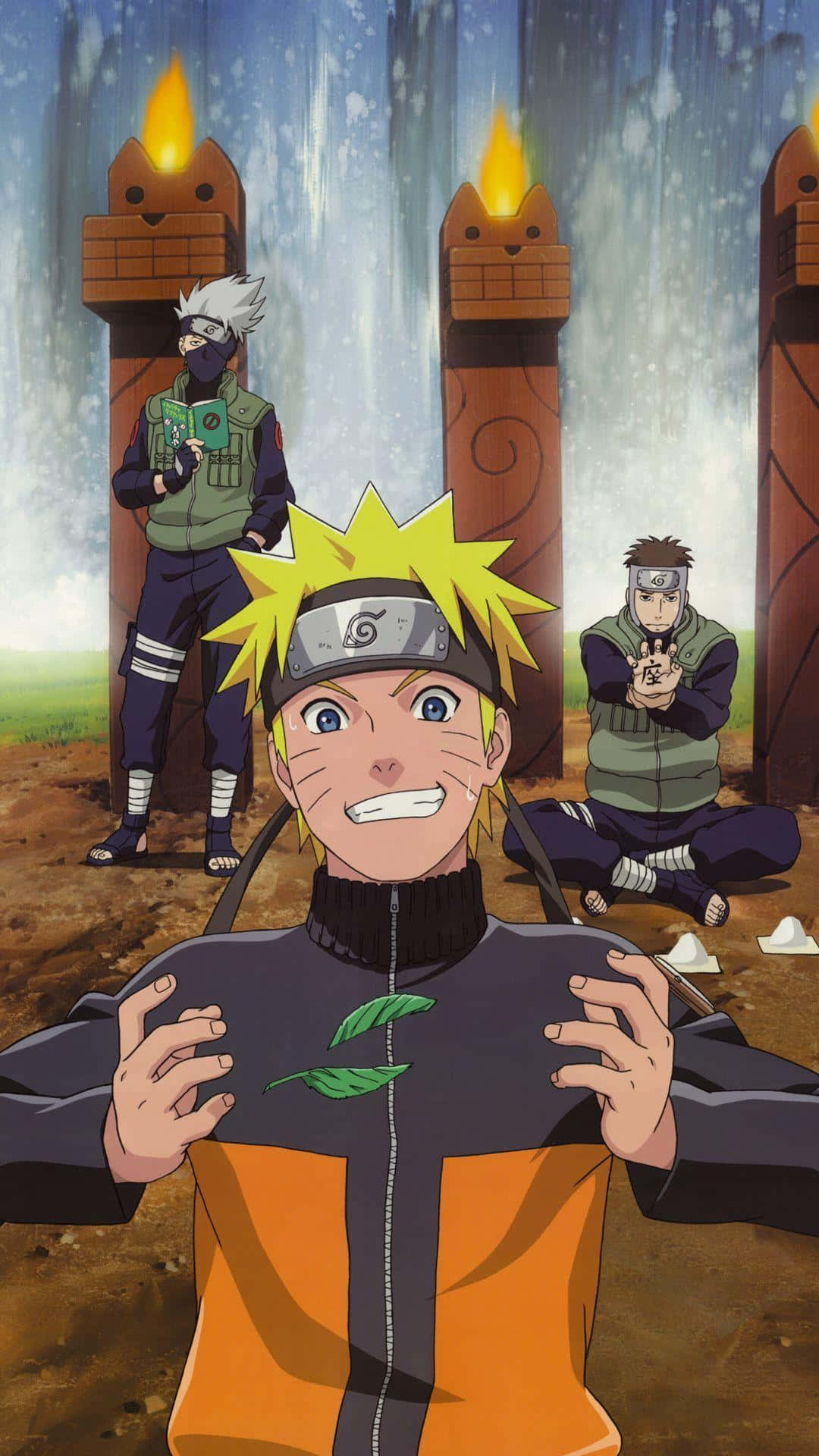 Tư thế chiến đấu mãnh liệt của Naruto Uzumaki trong ánh sáng rực rỡ Hình nền