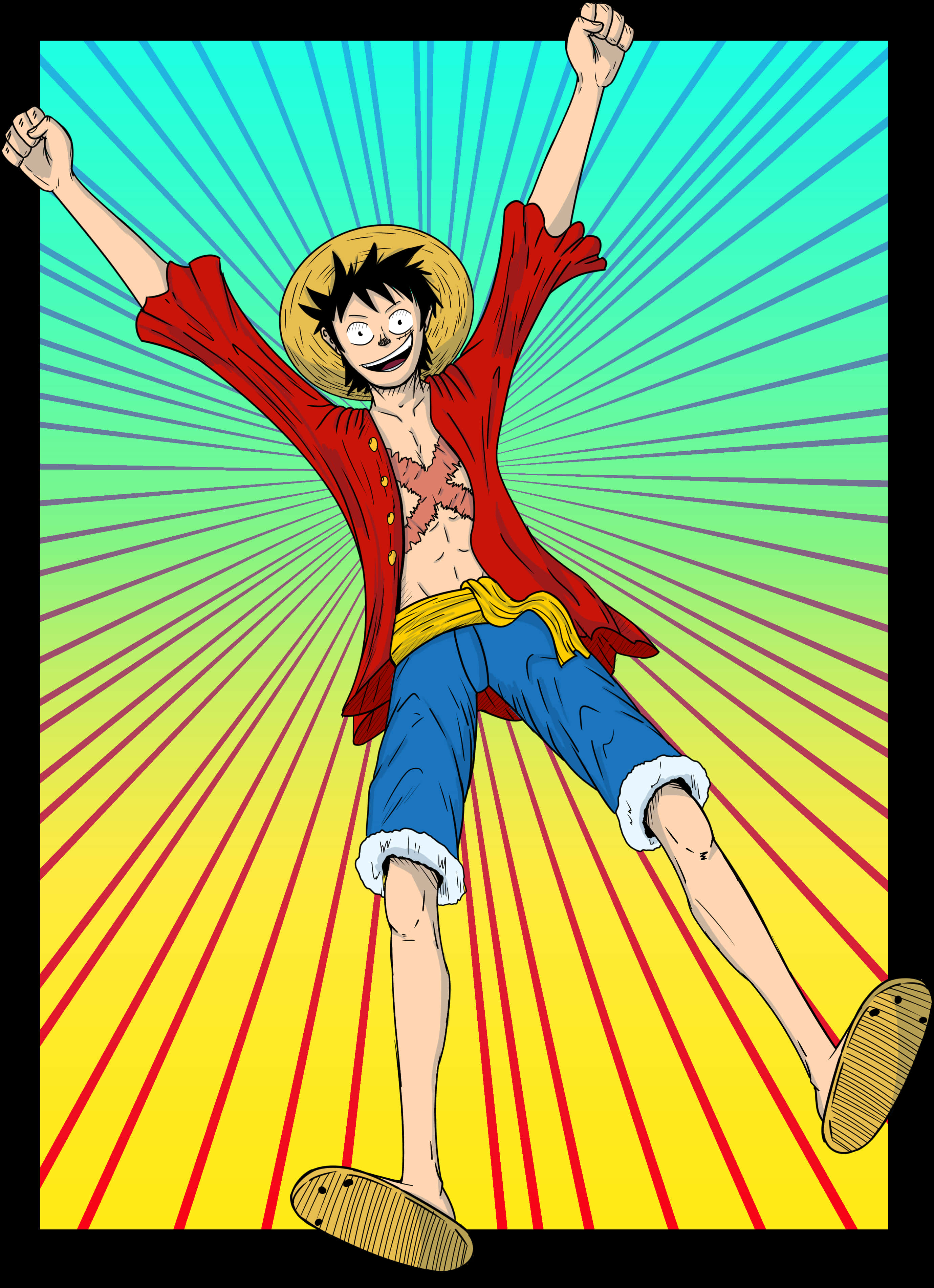 Tư thế chiến thắng của Luffy - Minh họa Anime Hình nền
