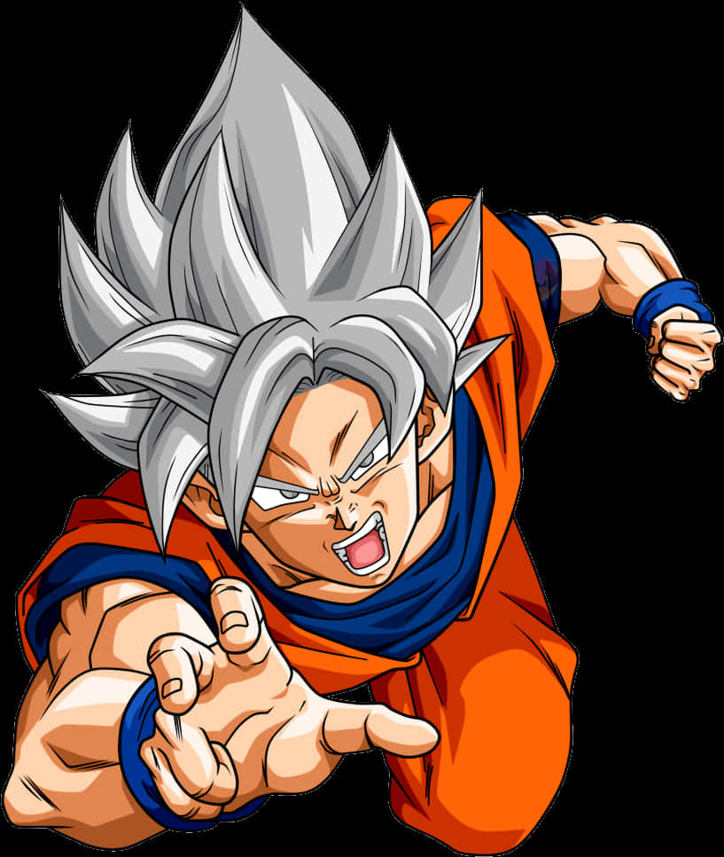 Tư thế hành động của Goku Ultra Instinct Hình nền