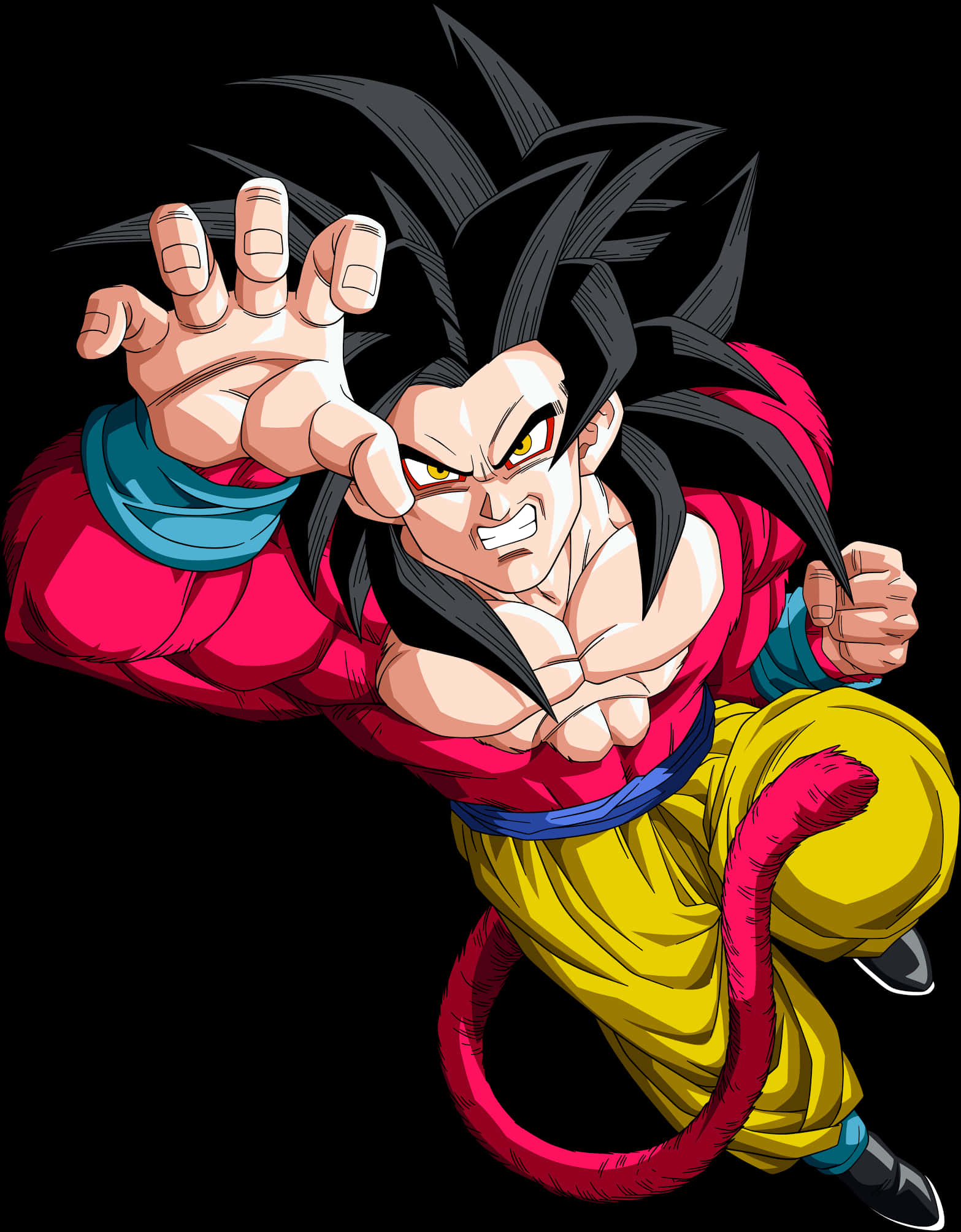 Tư thế hành động của Goku Siêu Saiyan 4 Hình nền