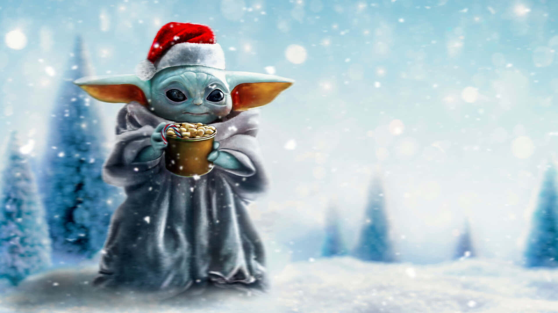 Tuyết rơi Baby Yoda Giáng Sinh Hình nền