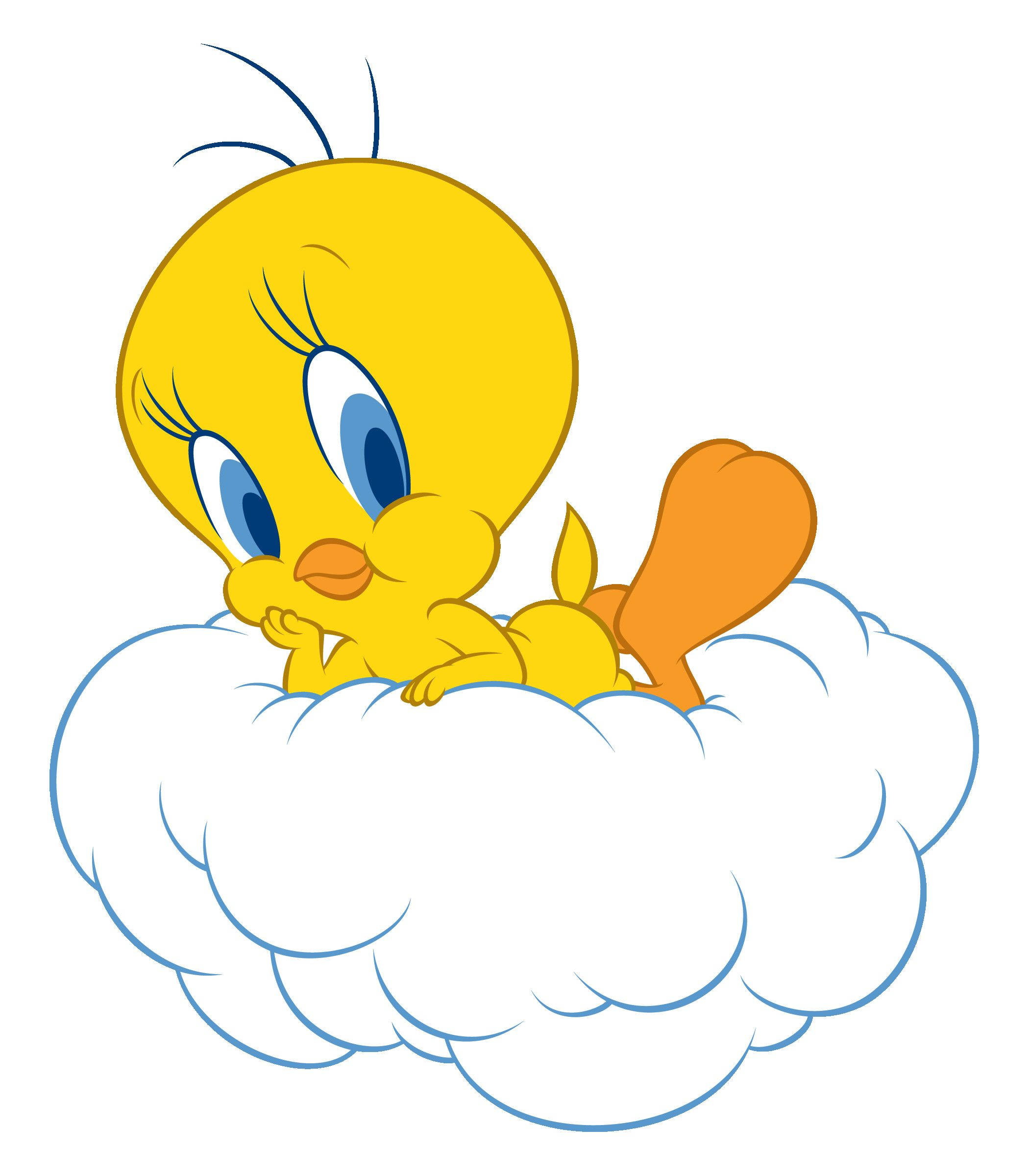 Tweety Tạo Dáng Trên Đám Mây Trắng Hình nền