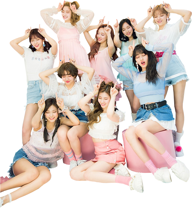 Twice Nhóm Nhạc Kpop Tạo Dáng Trang Phục Vui Tươi Hình nền