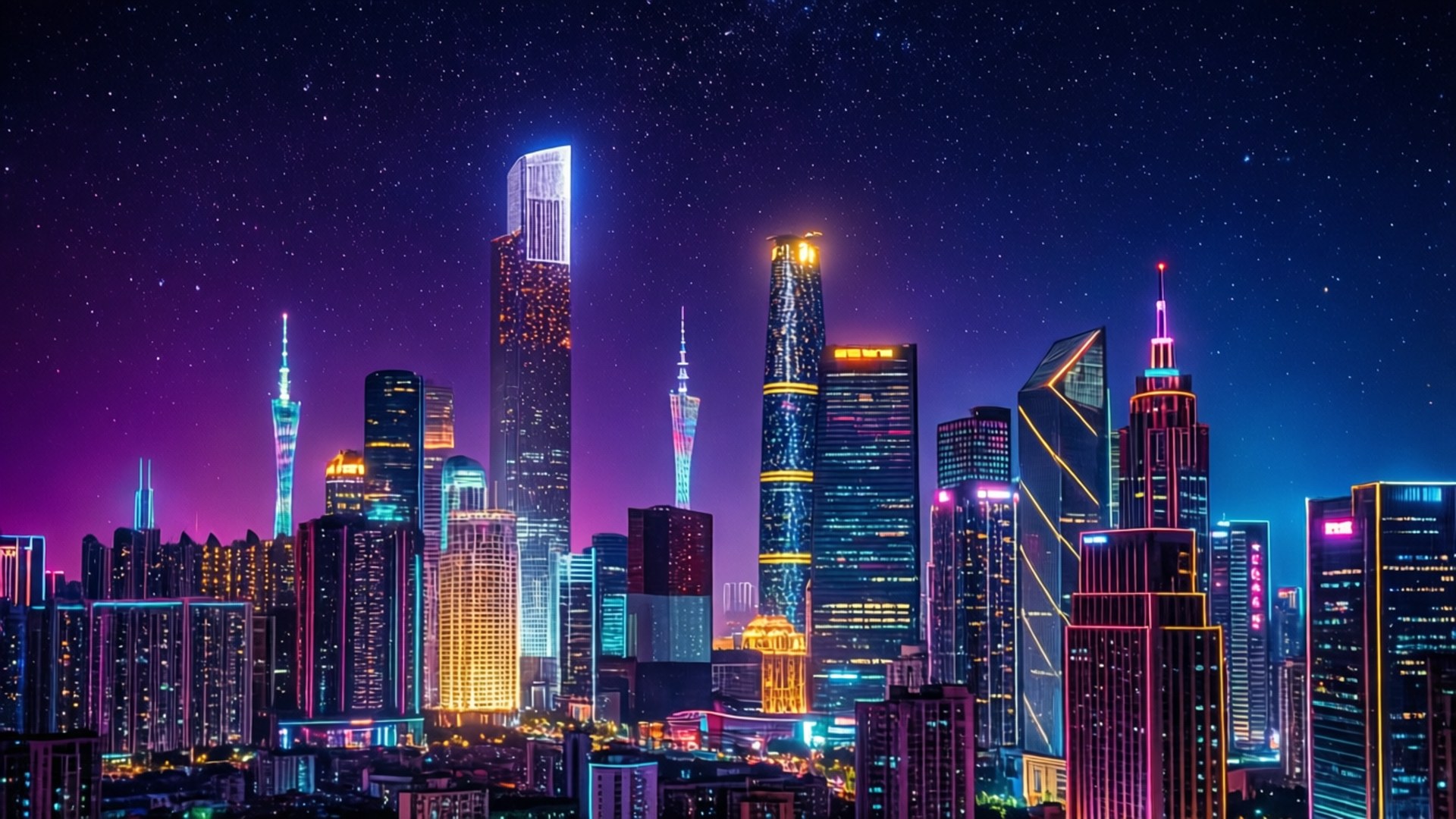 Đường Chân Trời Neon Hình nền