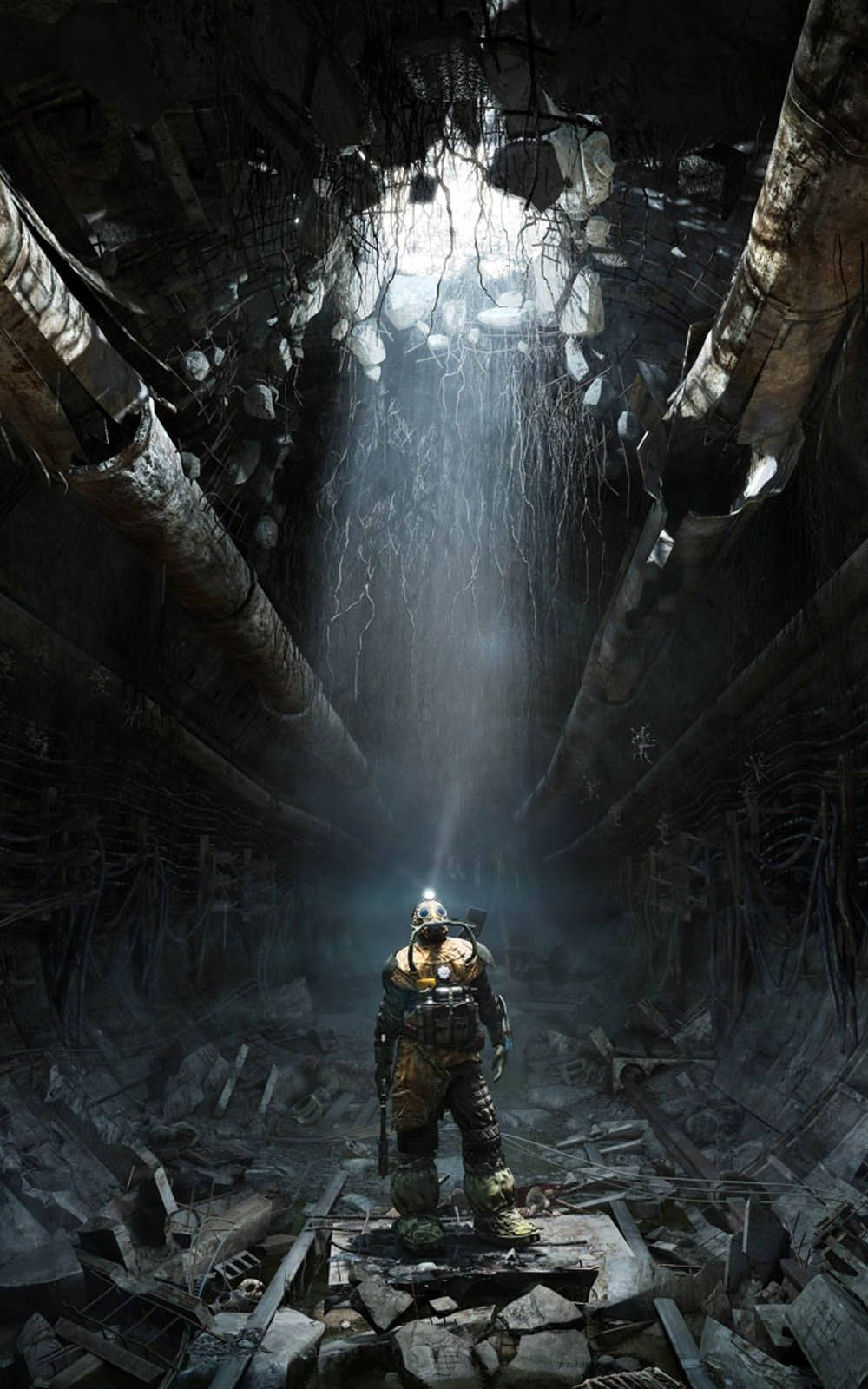 Đường hầm bị hư hại trong Metro Exodus Hình nền