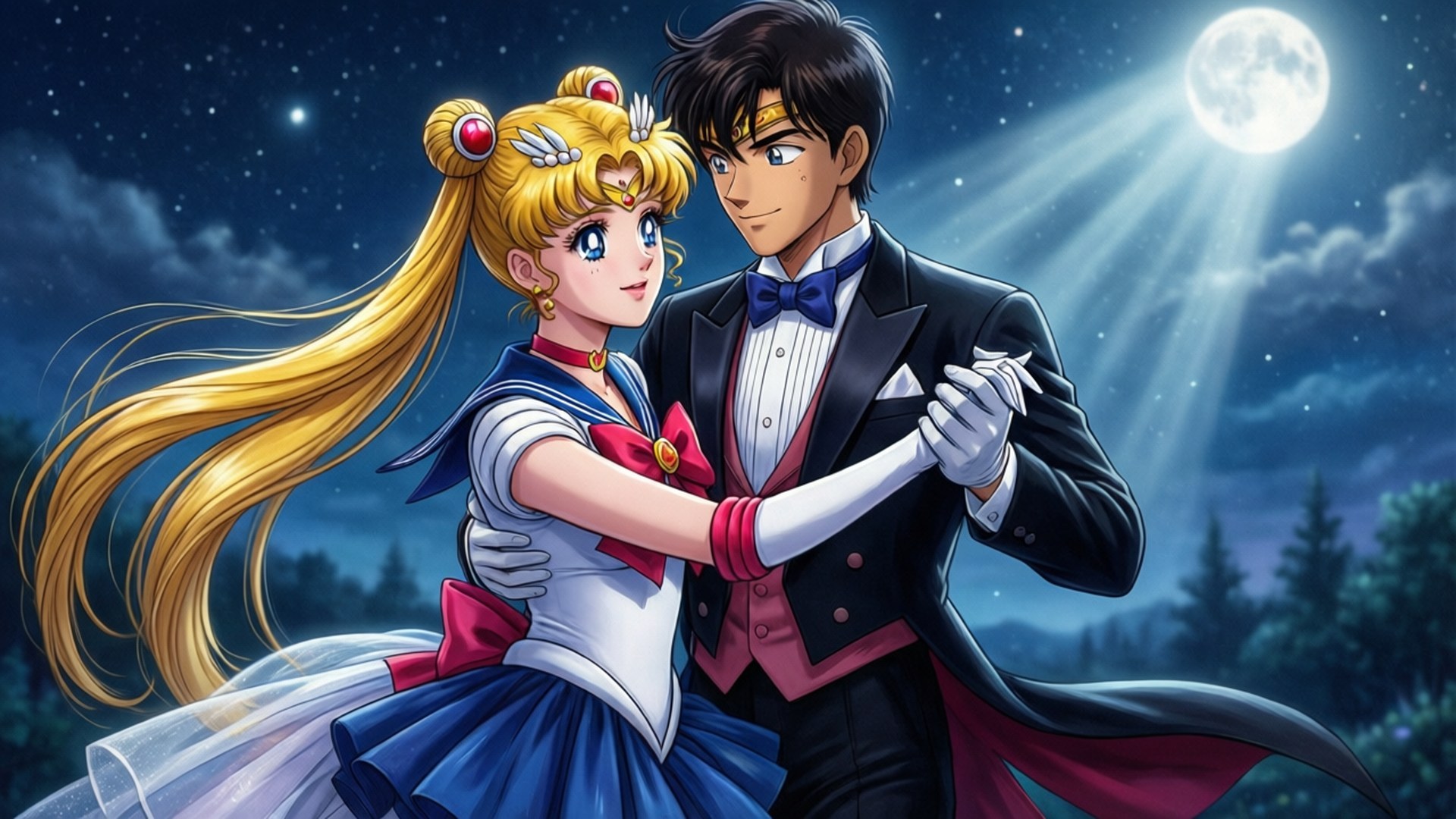 Usagi và Mamoru Vũ Điệu Ánh Trăng Hình nền