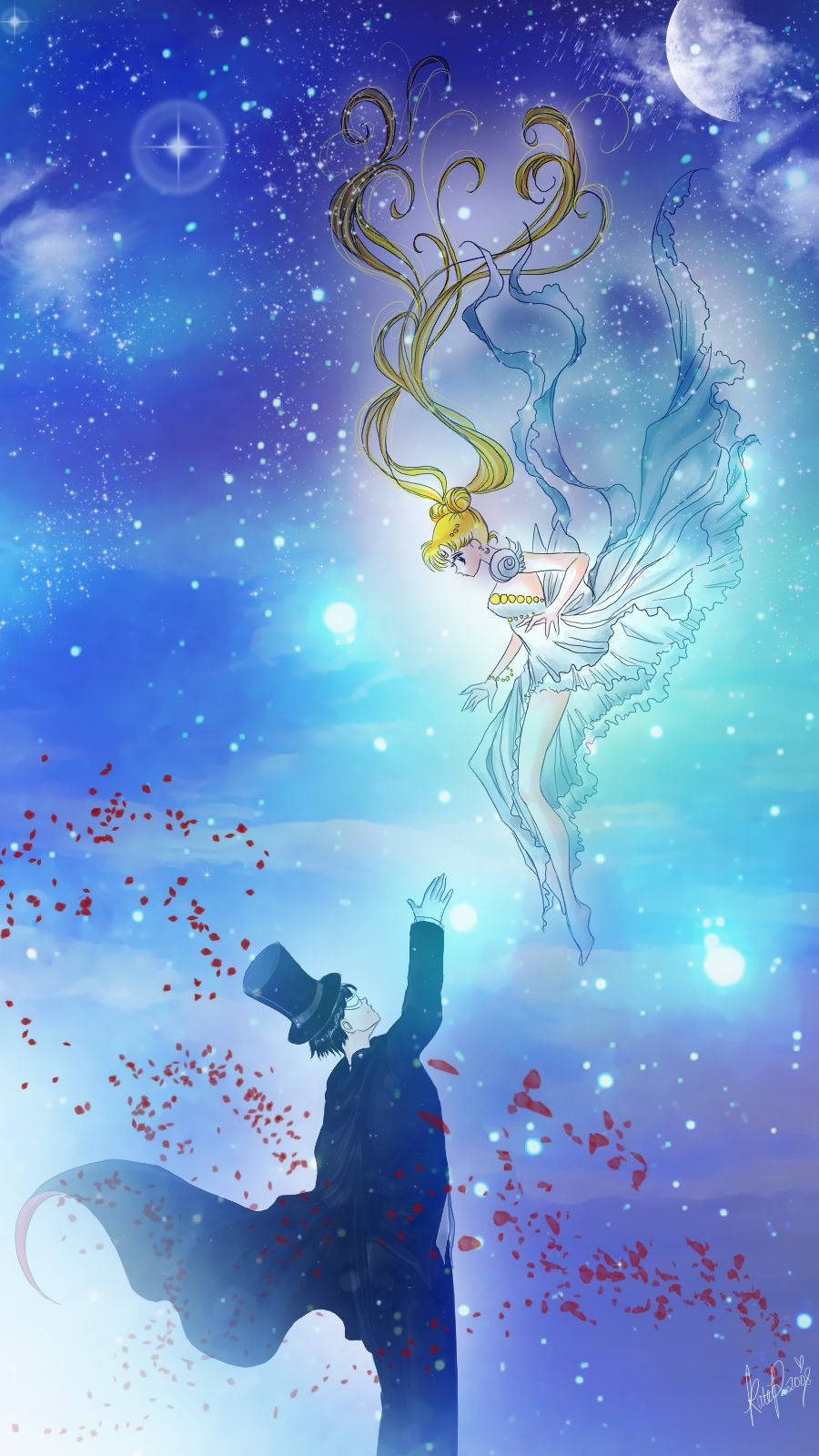 Usagi và Tuxedo Mask Sailor Moon iPhone Hình nền