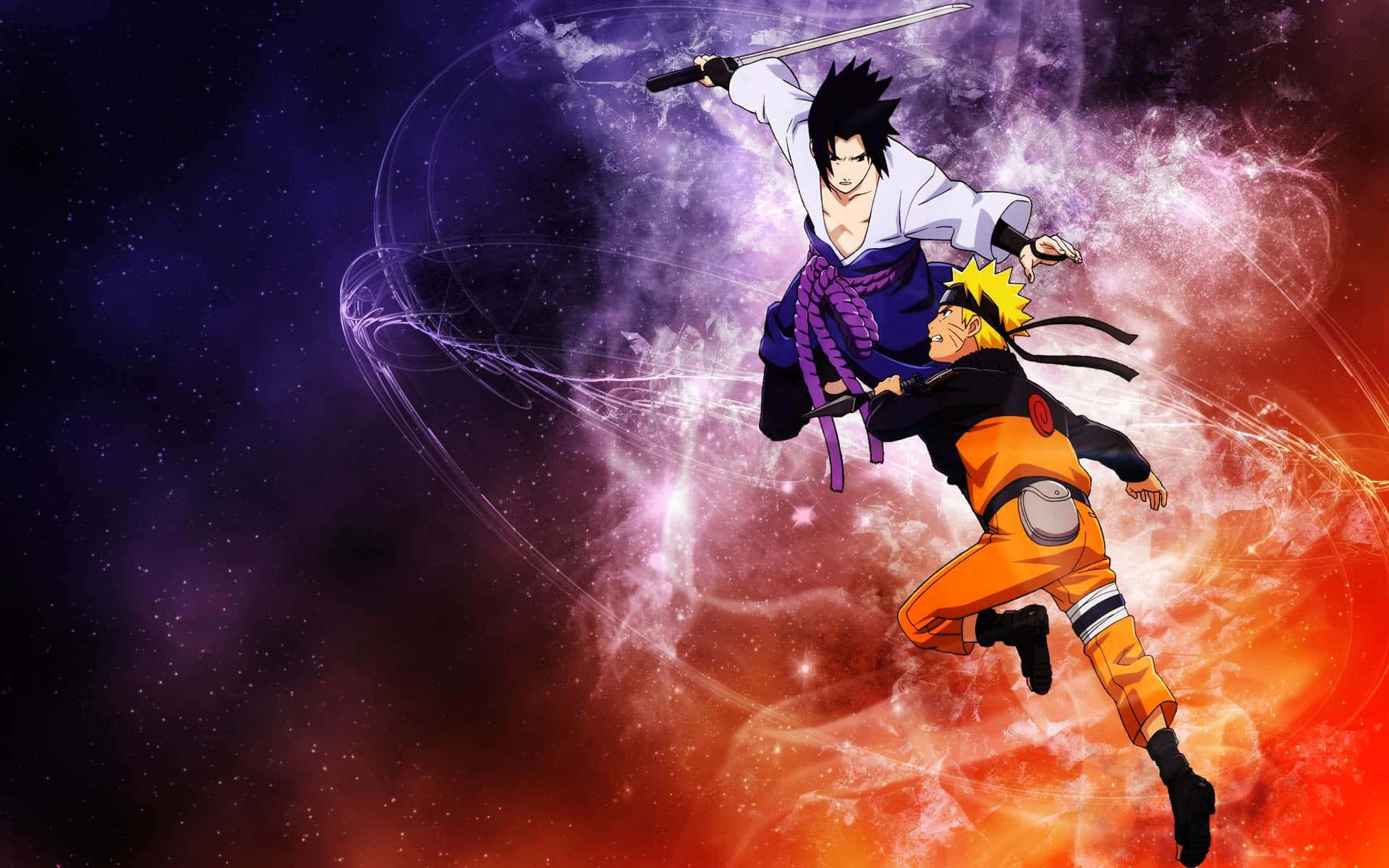 Uzumaki Naruto & Uchiha Sasuke - Trận Chiến Căng Thẳng Dưới Ánh Trăng Hình nền