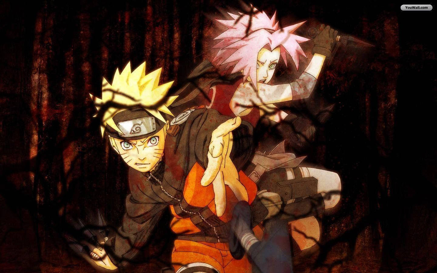 Uzumaki Naruto và Haruno Sakura từ Anime Hình nền