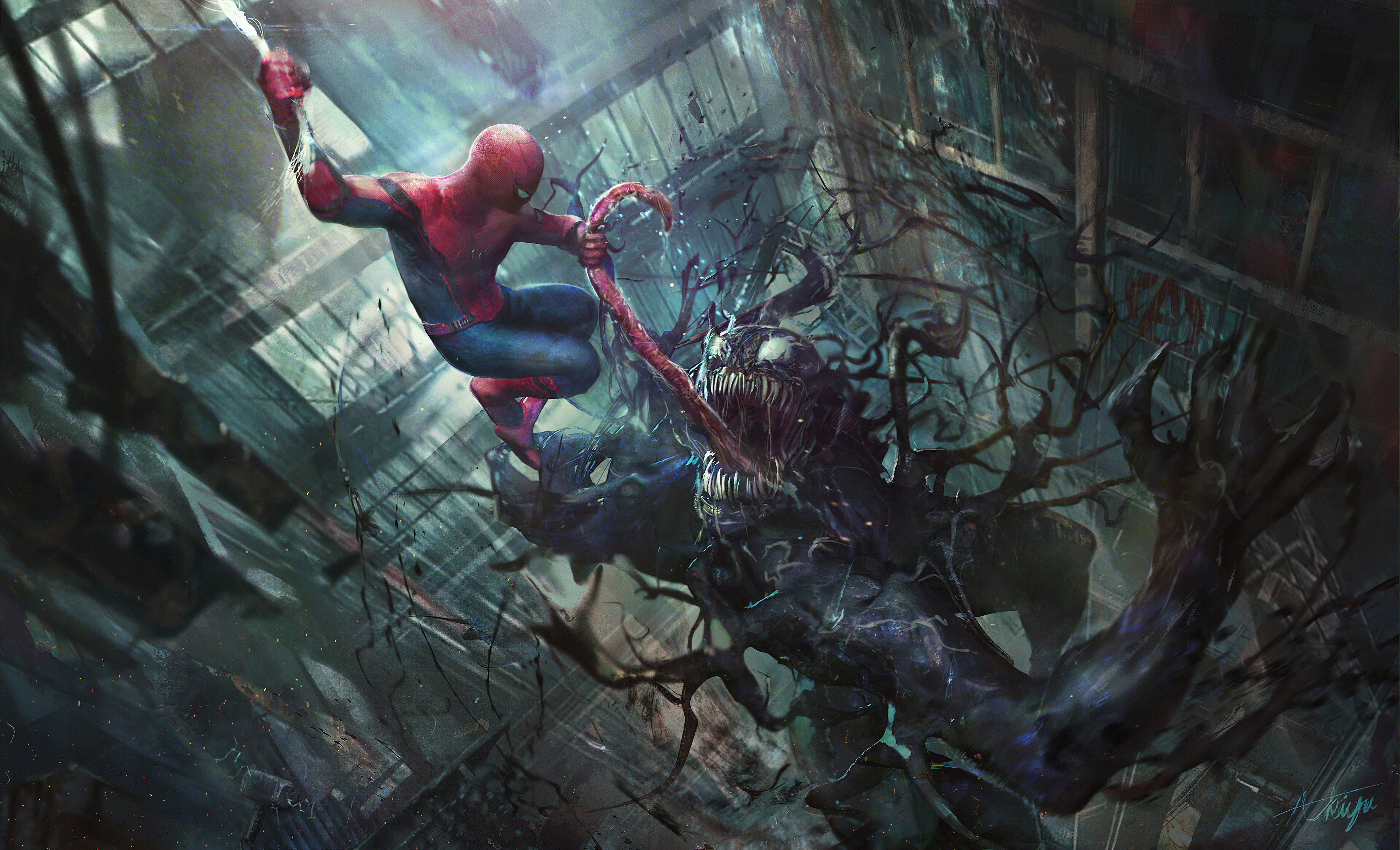 Venom Bị Kéo Lưỡi 4K Siêu Nét Hình nền
