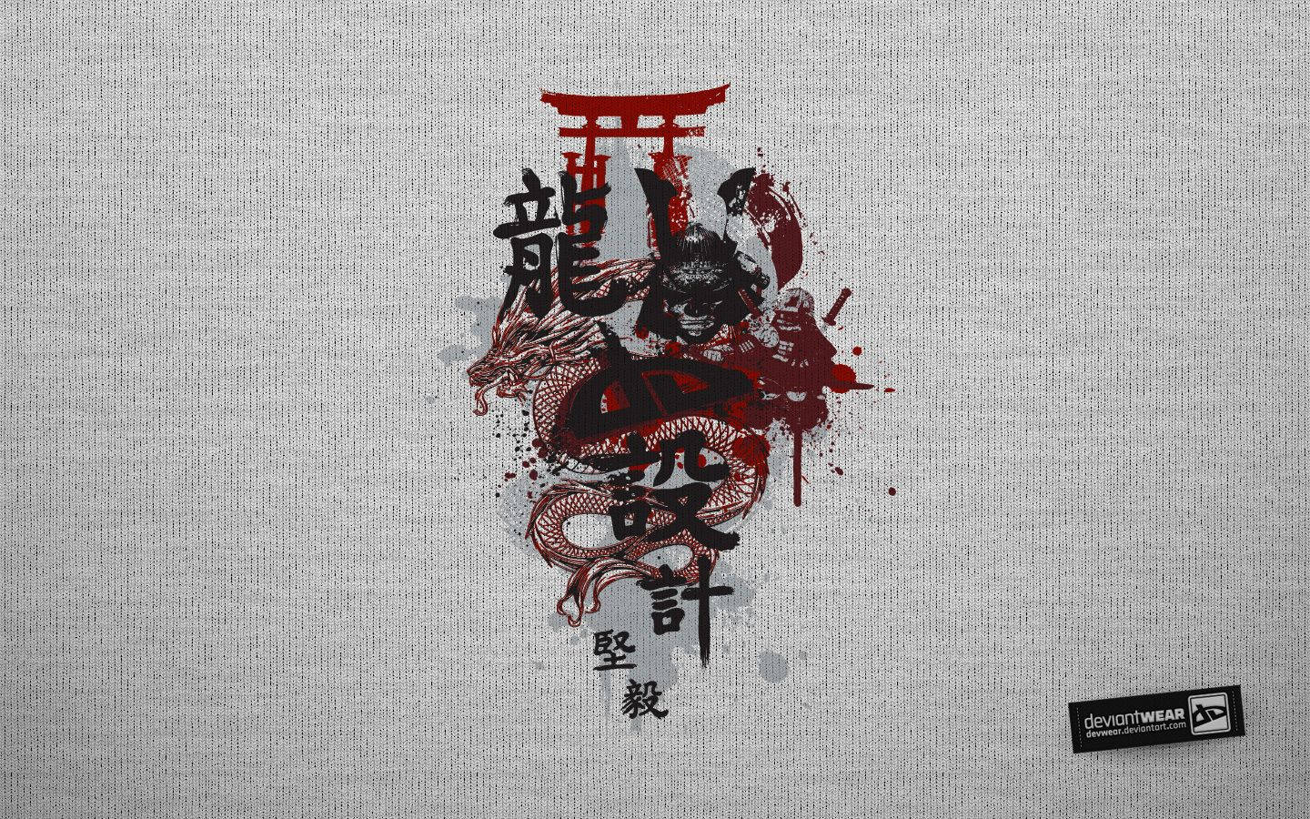Võ sĩ Nhật Bản, Rồng và Cổng Torii Hình nền